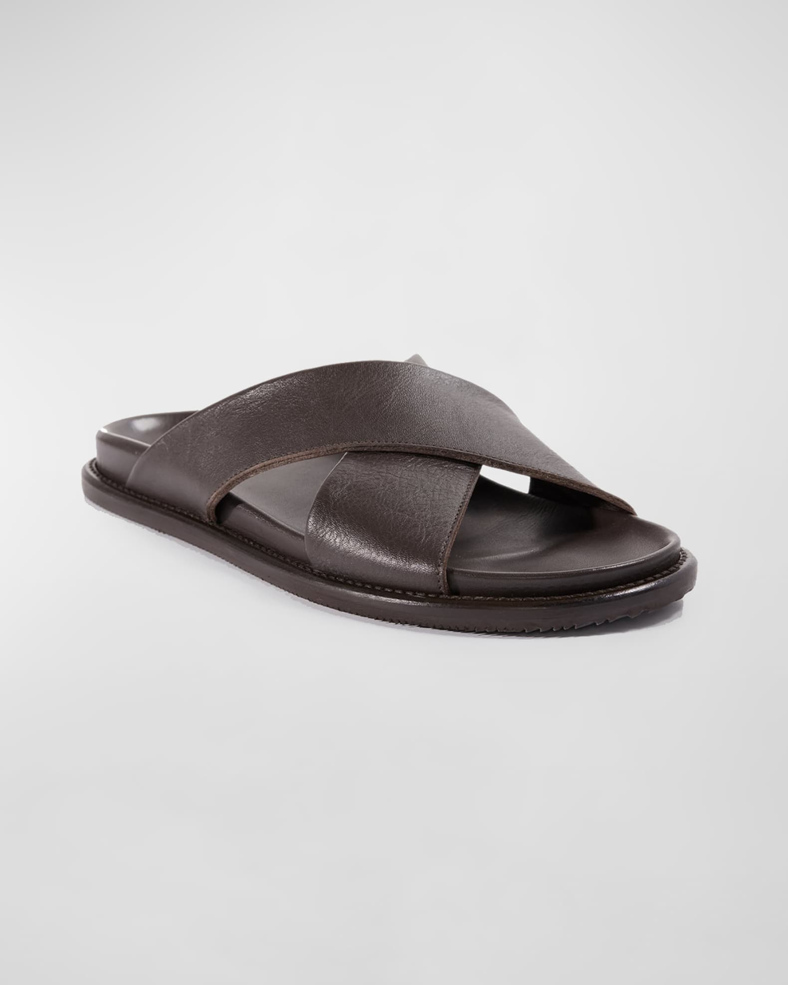 Men's Punta Crisscross Leather Slide Sandals 1