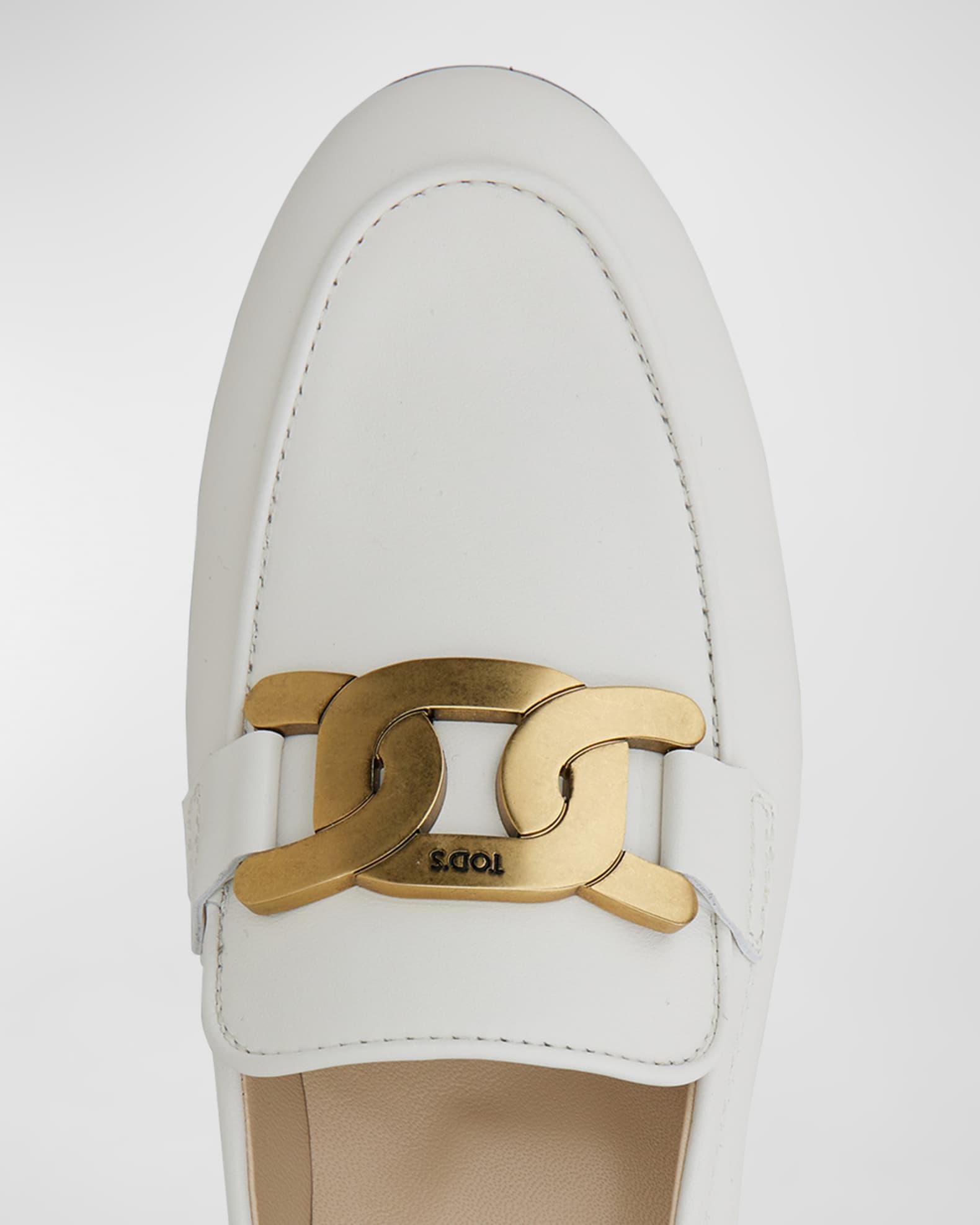 Tod's Kate Chain Calfskin Flat Loafers | Neiman Marcus