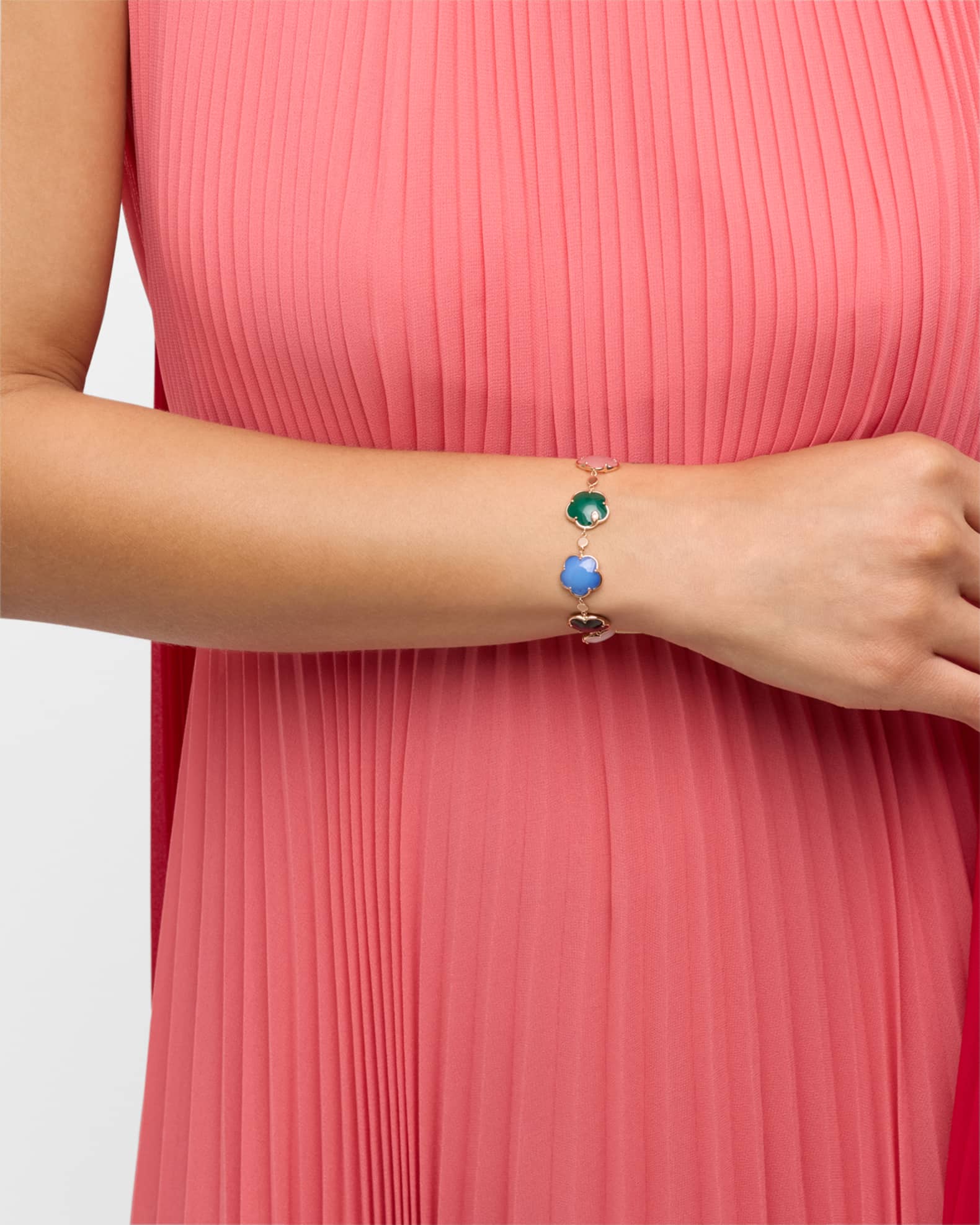 Petit Joli 18K Gold Bouquet Bracelet with Colored Gems and Diamonds 1
