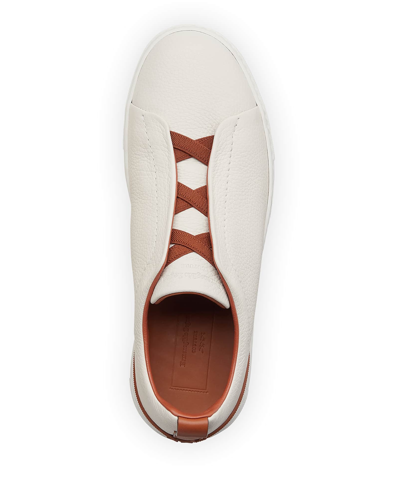 off white deerskin triple stitch sneakers