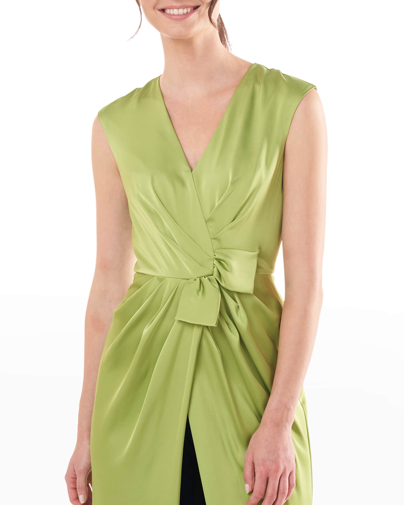 Kay Unger New York Stretch Charmeuse Cap-Sleeve Walk-Thru Jumpsuit ...