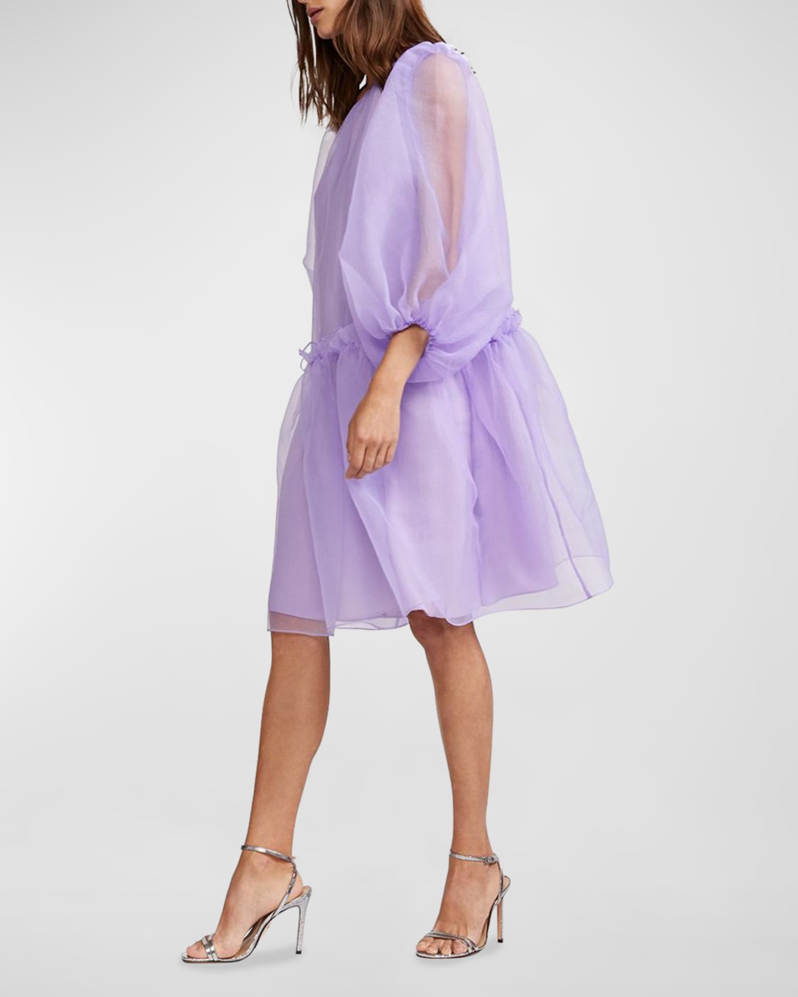 Cynthia Rowley Clara Puff-Sleeve Organza Dress