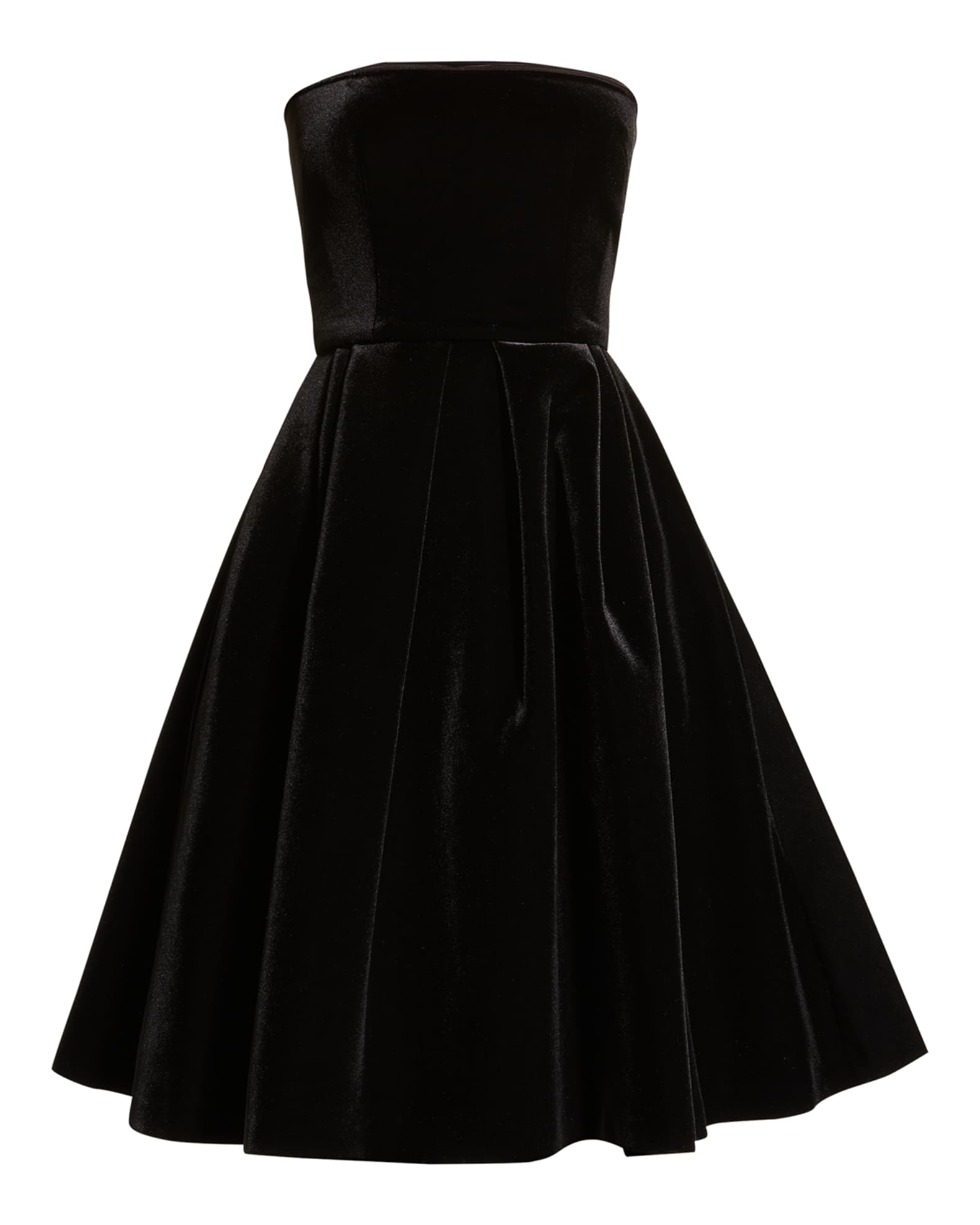 Alex Perry Velvet Fit-and-Flare Strapless Midi Dress w/ Neck Cuff ...