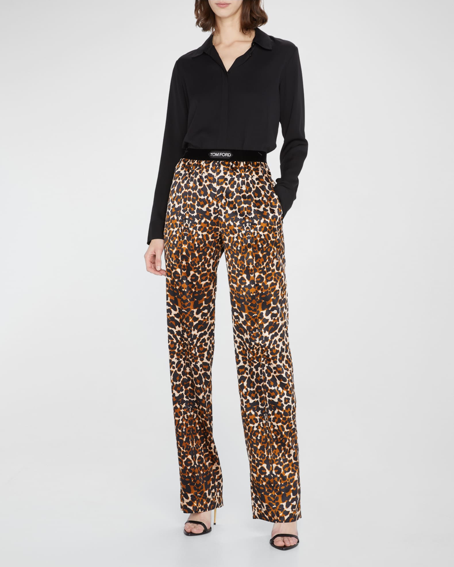 Tom Ford Men's Leopard Silk Pajama Pants, Caramel, Men's, L, Pants & Shorts Twill & Chino Pants