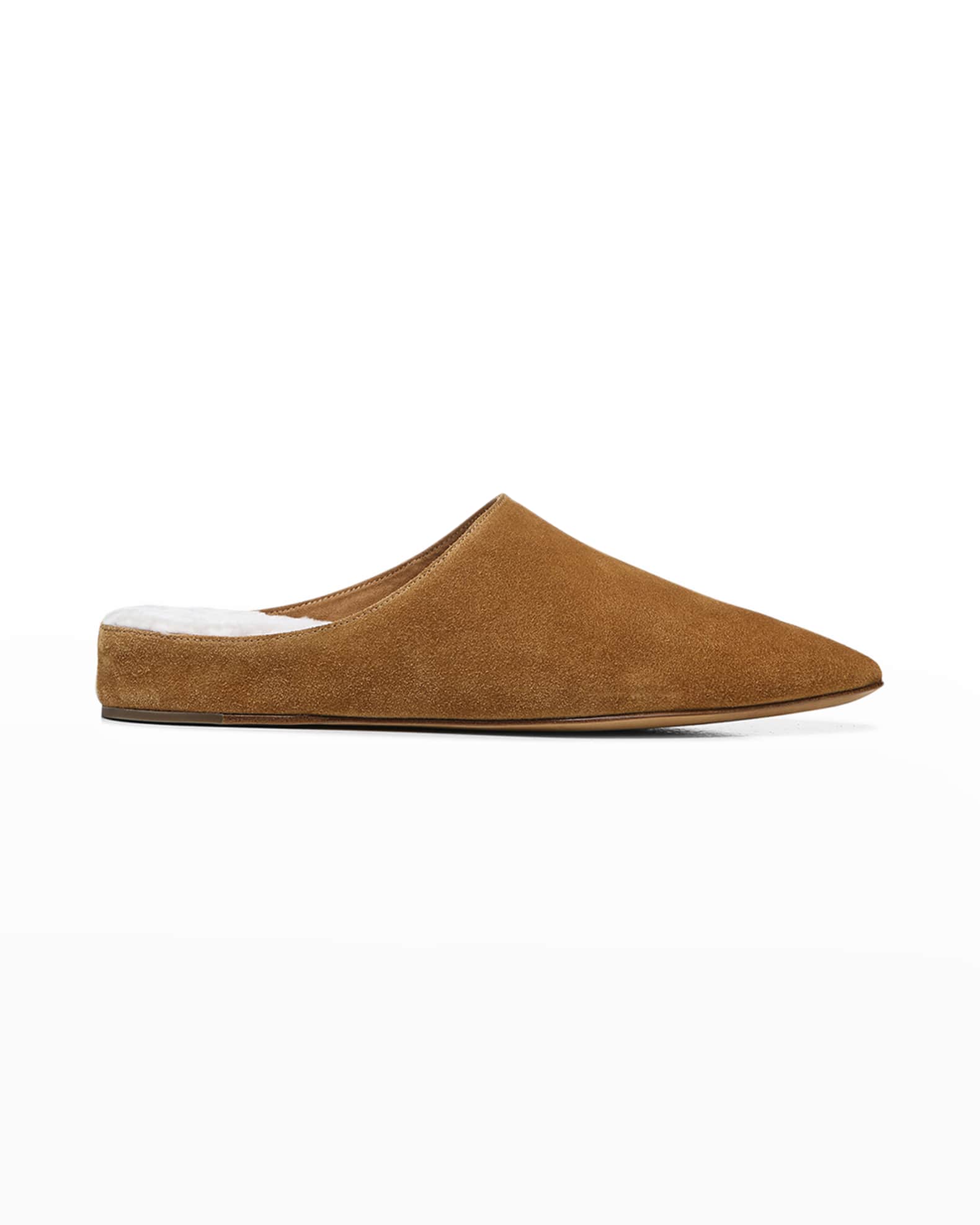 Vince Suede Shearling Ballerina Mules | Neiman Marcus