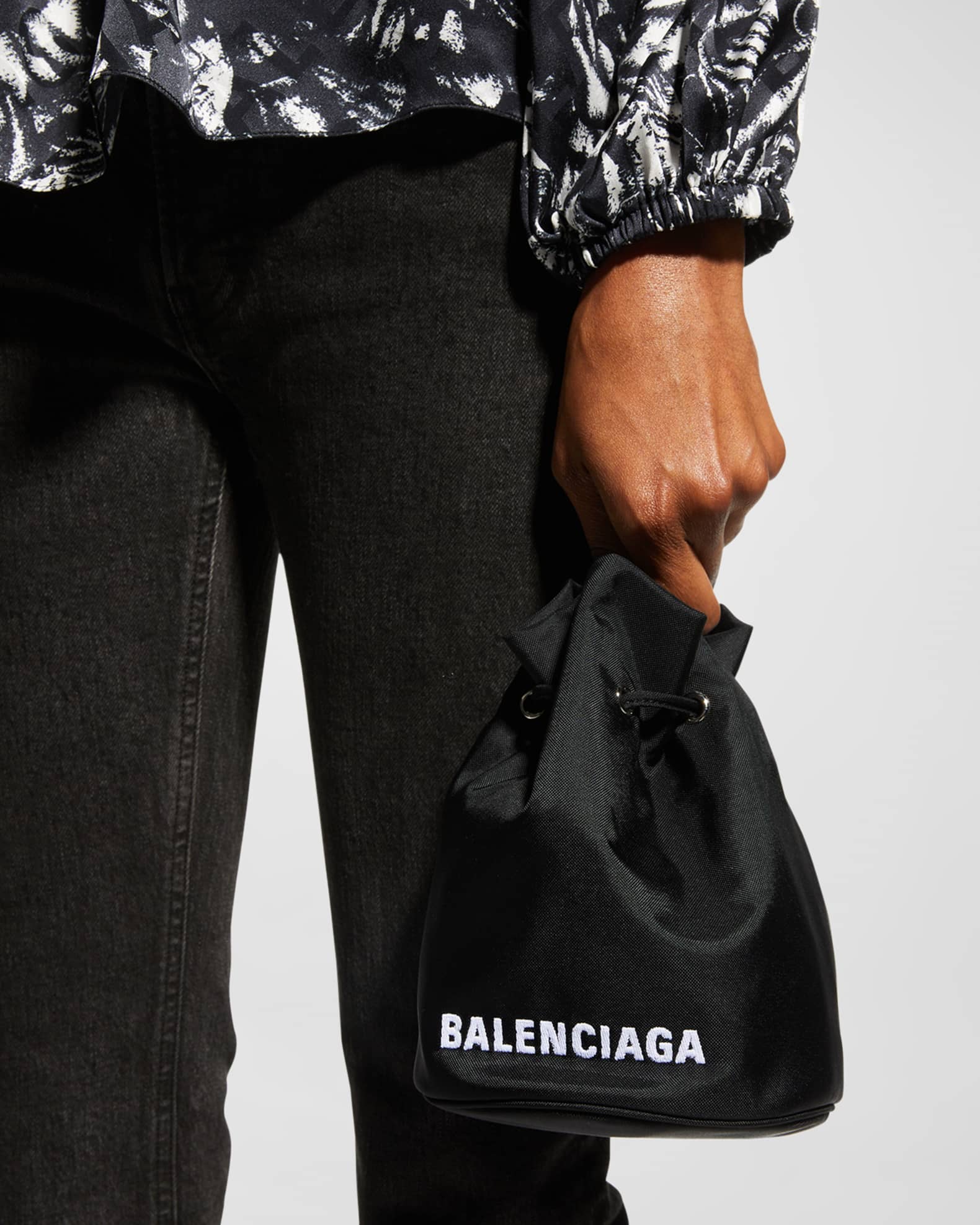 Sell Balenciaga Nylon Logo Wheel XS Bucket Bag - Black