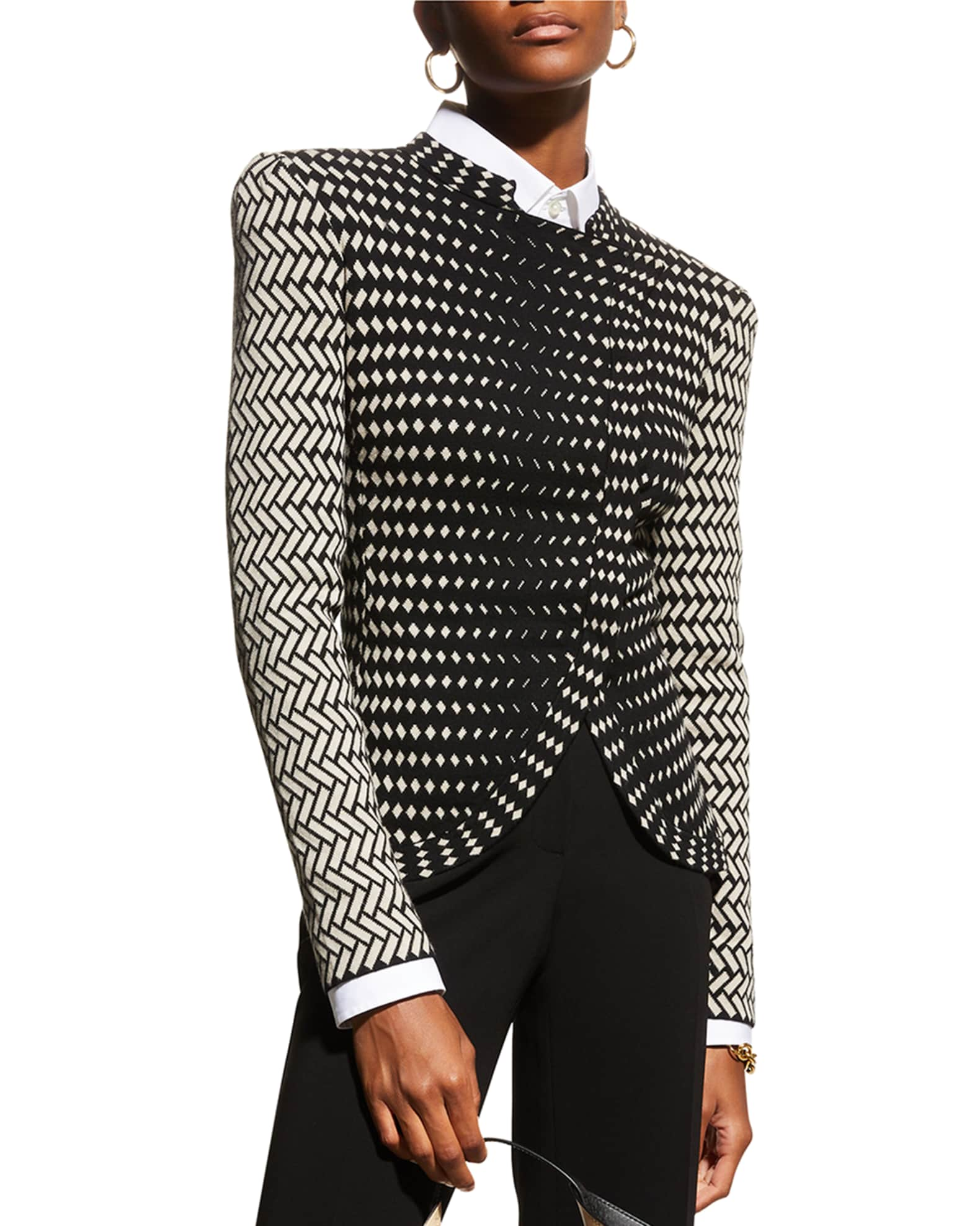 Emporio Armani Knit Jacket w/ Asymmetrical Overlap | Neiman Marcus