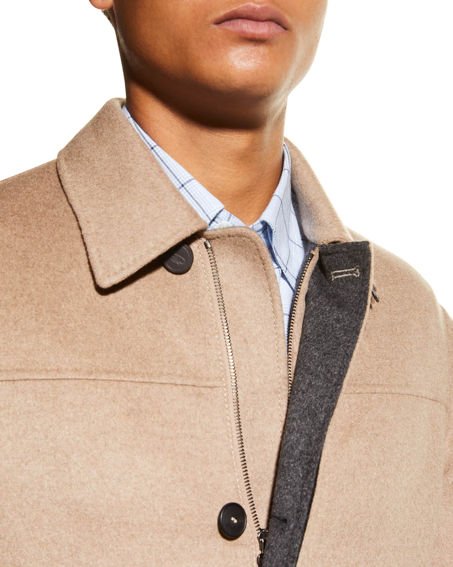 Brioni Men's Cashmere Car Coat Neiman Marcus