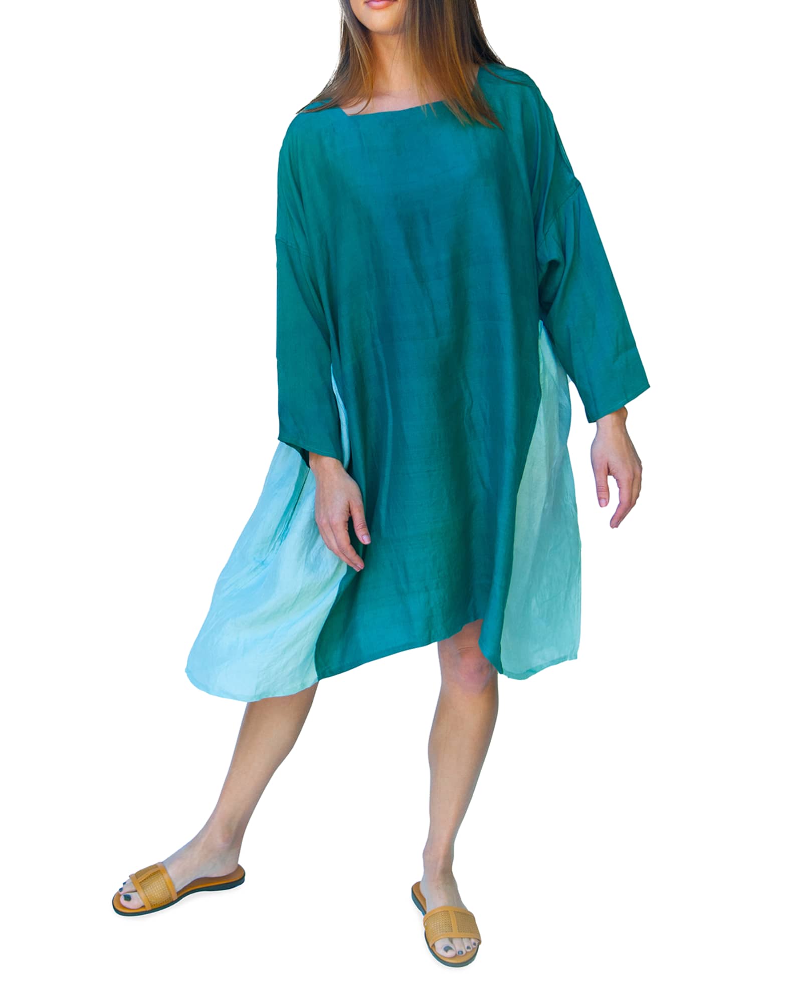 Risa Collection Westside Bicolor Silk Dress | Neiman Marcus