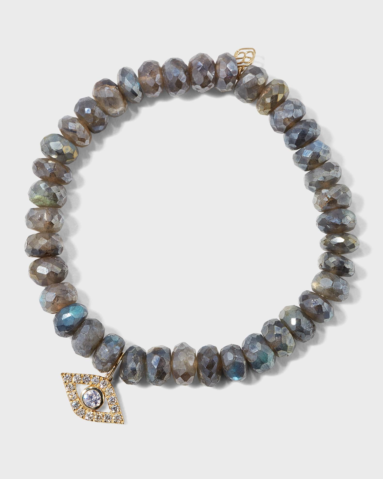 Mystic Labradorite and Diamond Evil Eye Bracelet 0