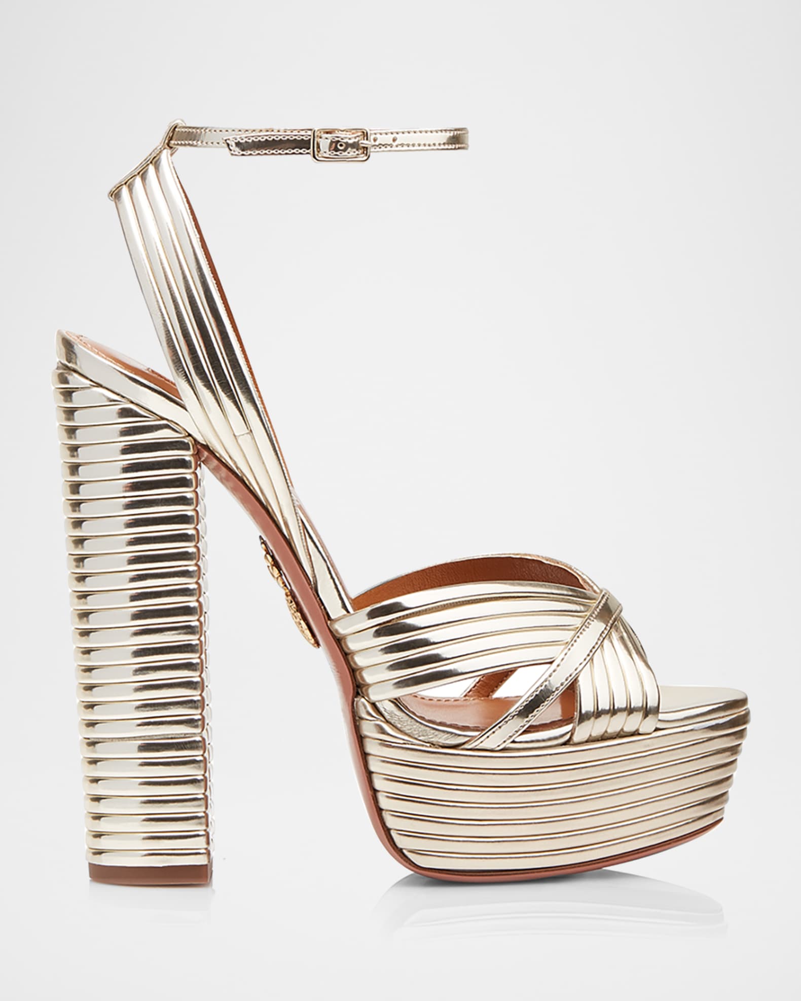 Sundance 140mm Metallic Platform Sandals, Gold 1