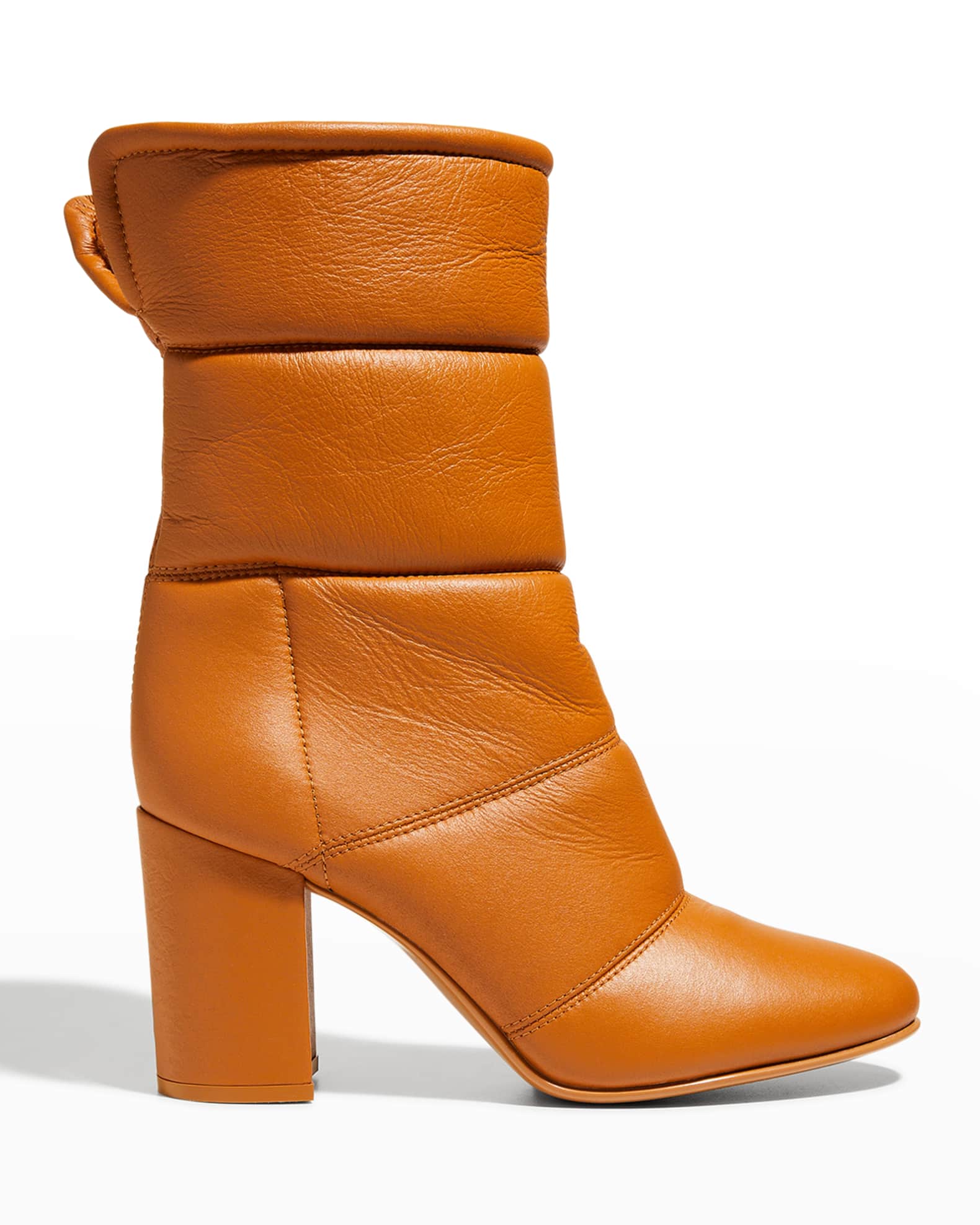 Gianvito Rossi Quilted Lambskin Shearling-Lined Mid Boots | Neiman Marcus