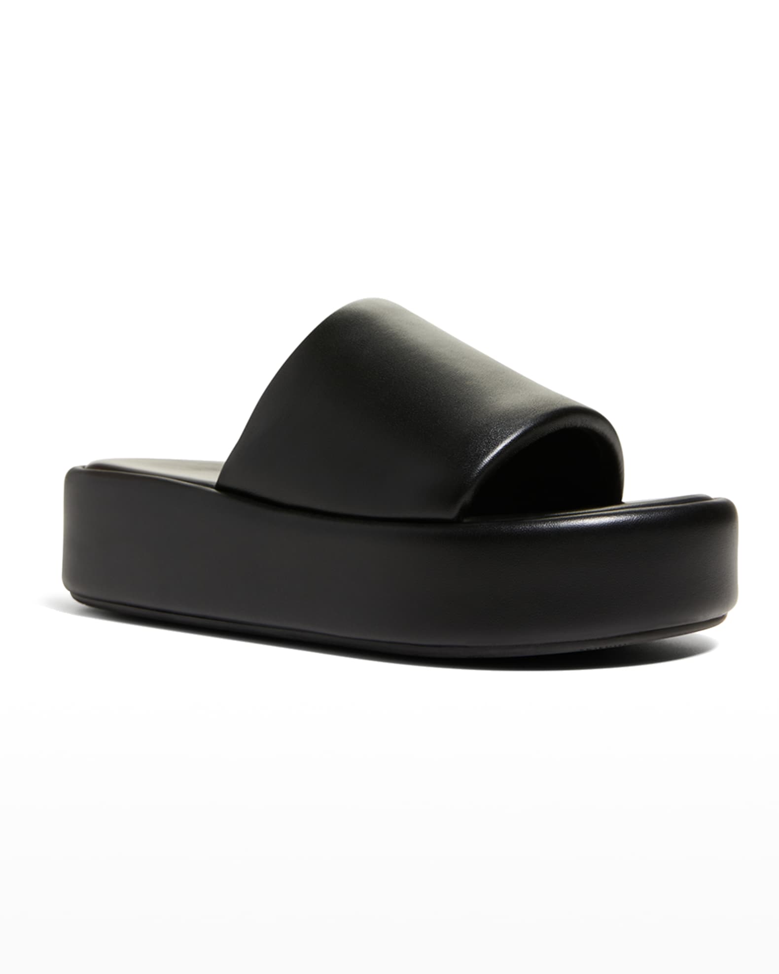Balenciaga Rise Lambskin Slide Platform Sandals | Neiman Marcus