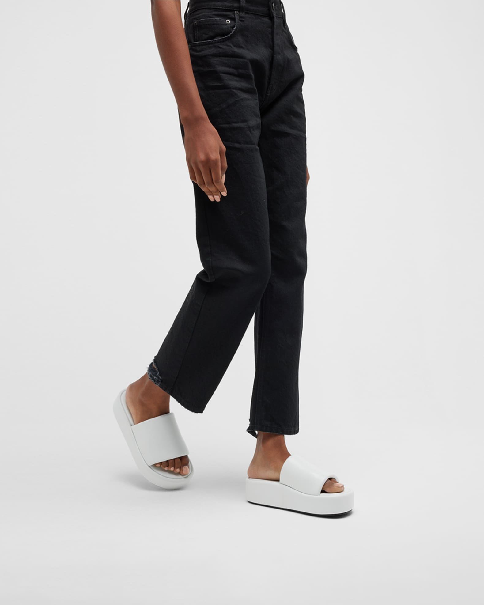 black slide on platform sandals