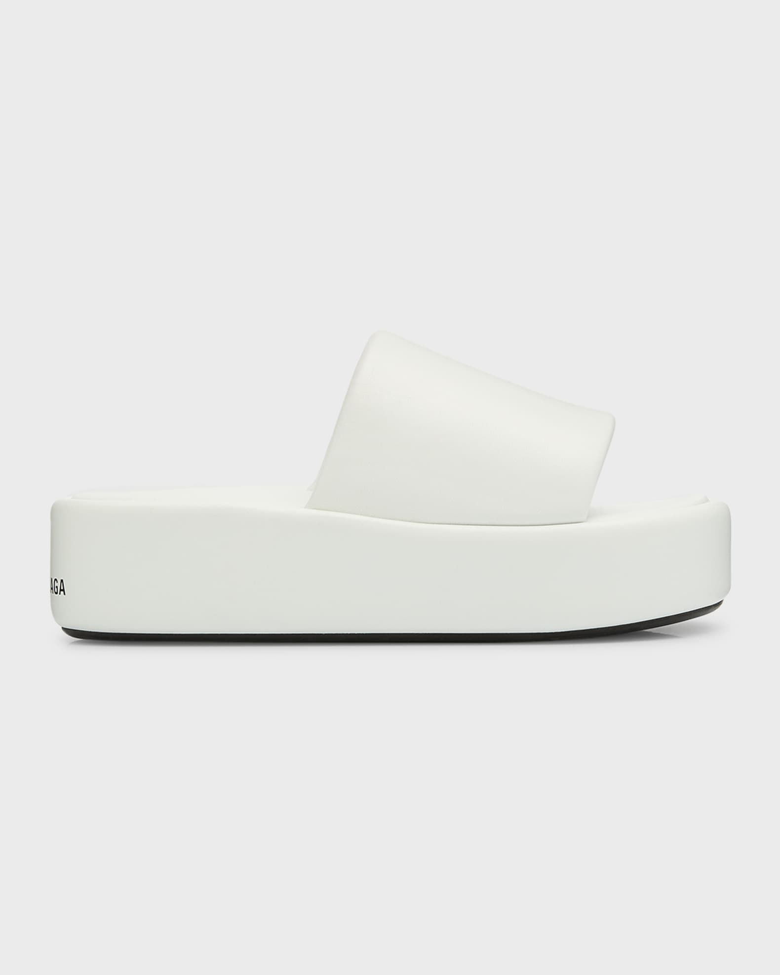 Balenciaga Rise Lambskin Slide Platform Sandals | Neiman Marcus