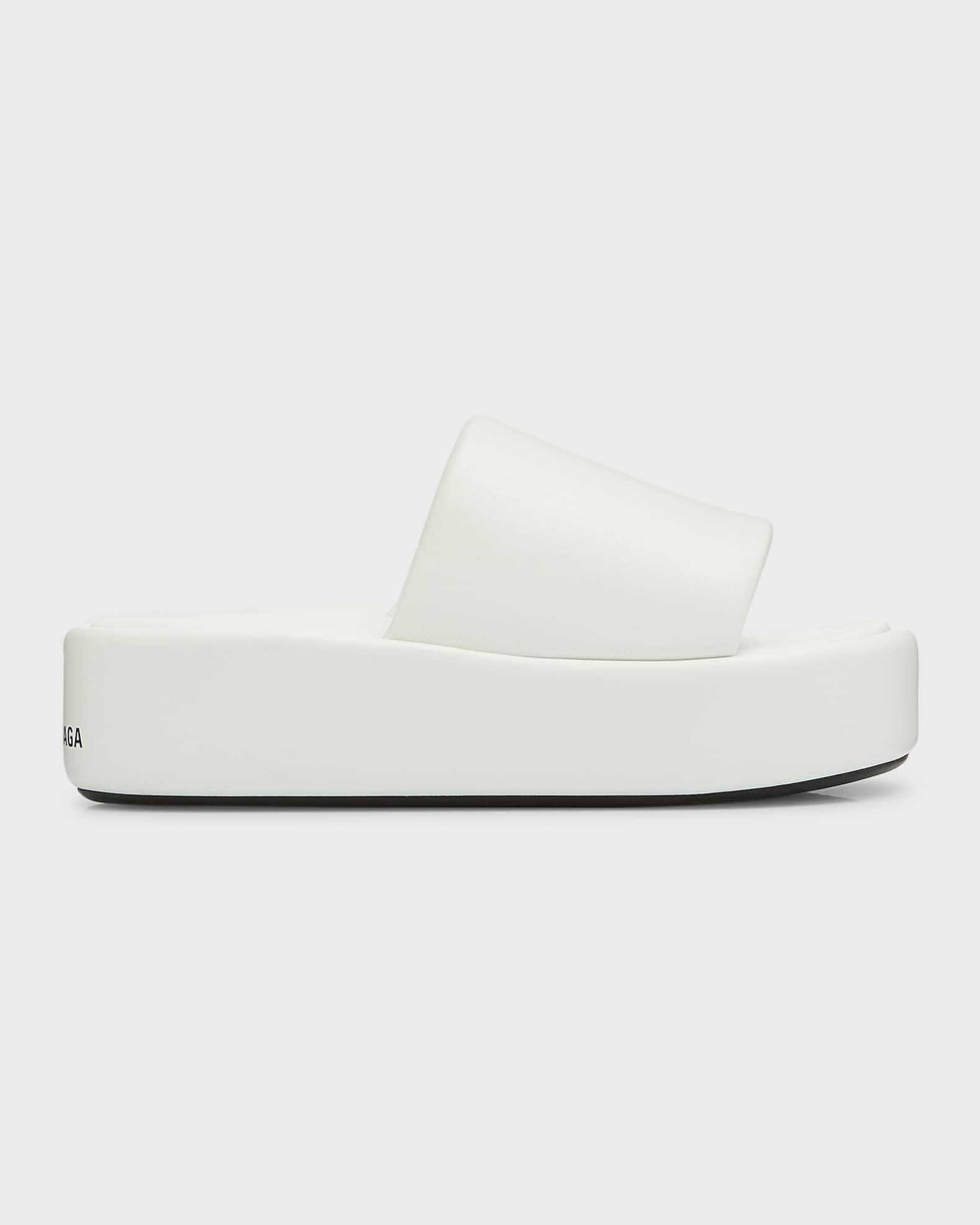 white slide platform sandals