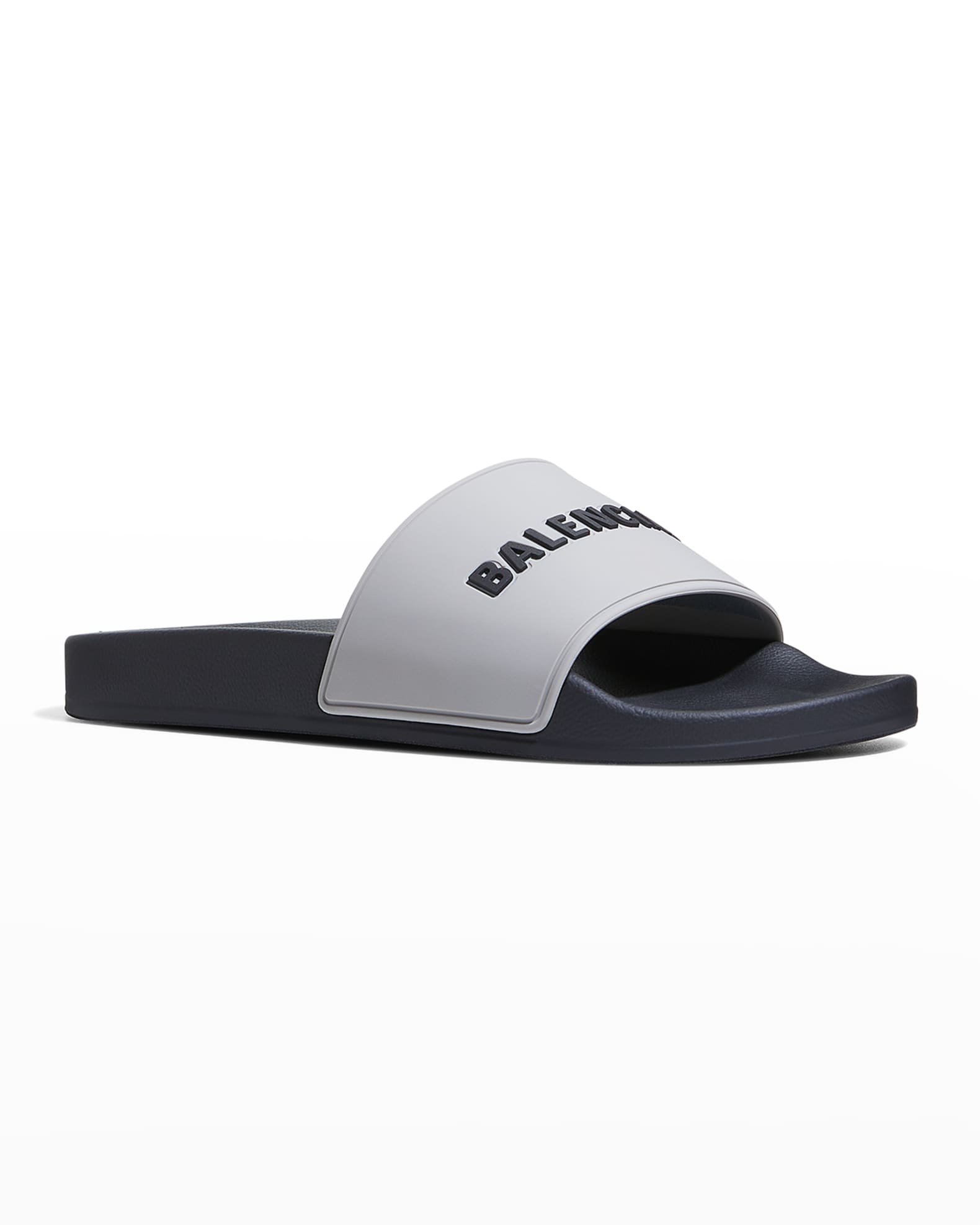 Balenciaga Bicolor Logo Pool Sandals | Neiman Marcus