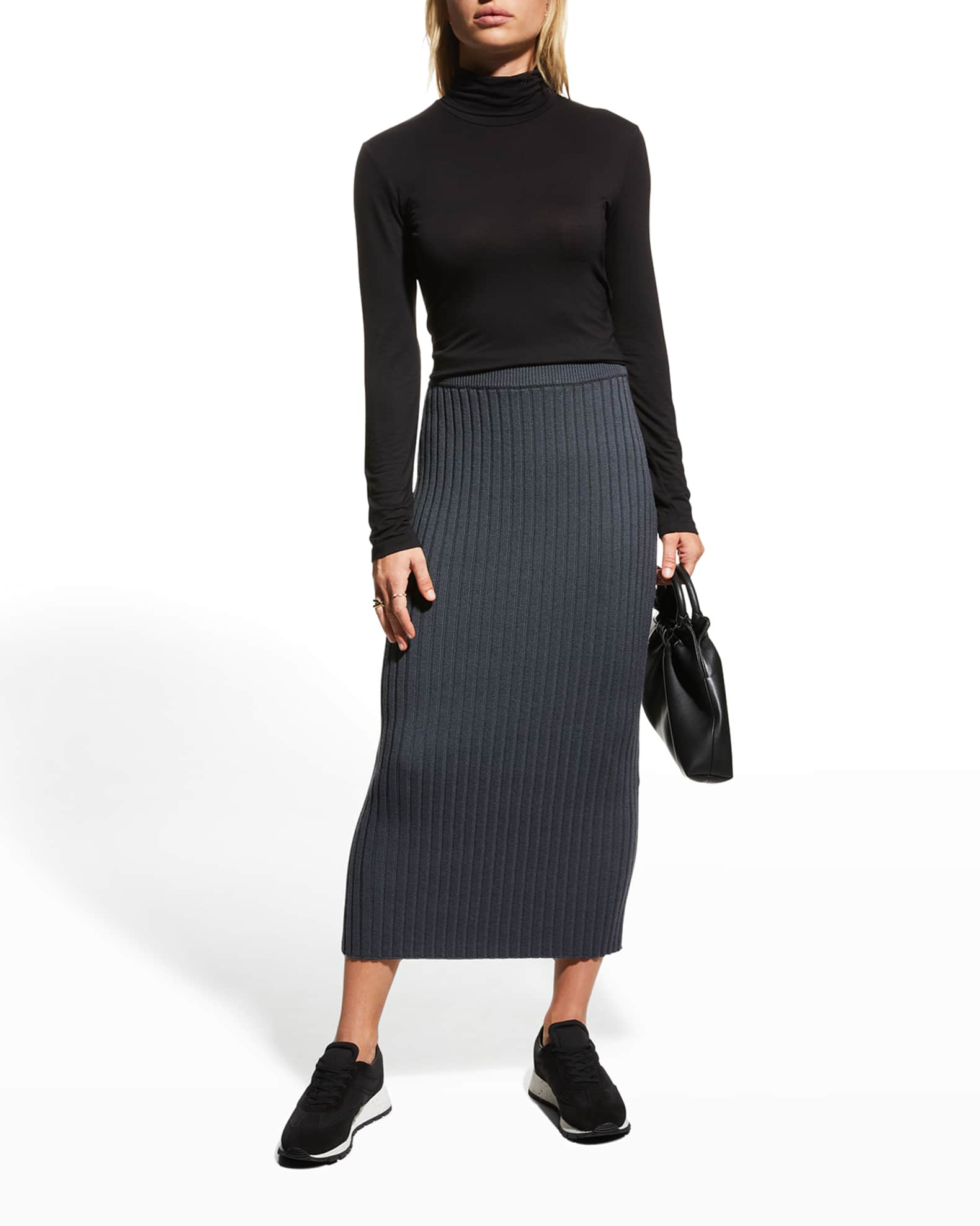 Max Mara Leisure Boheme Wool RibKnit Skirt Neiman Marcus