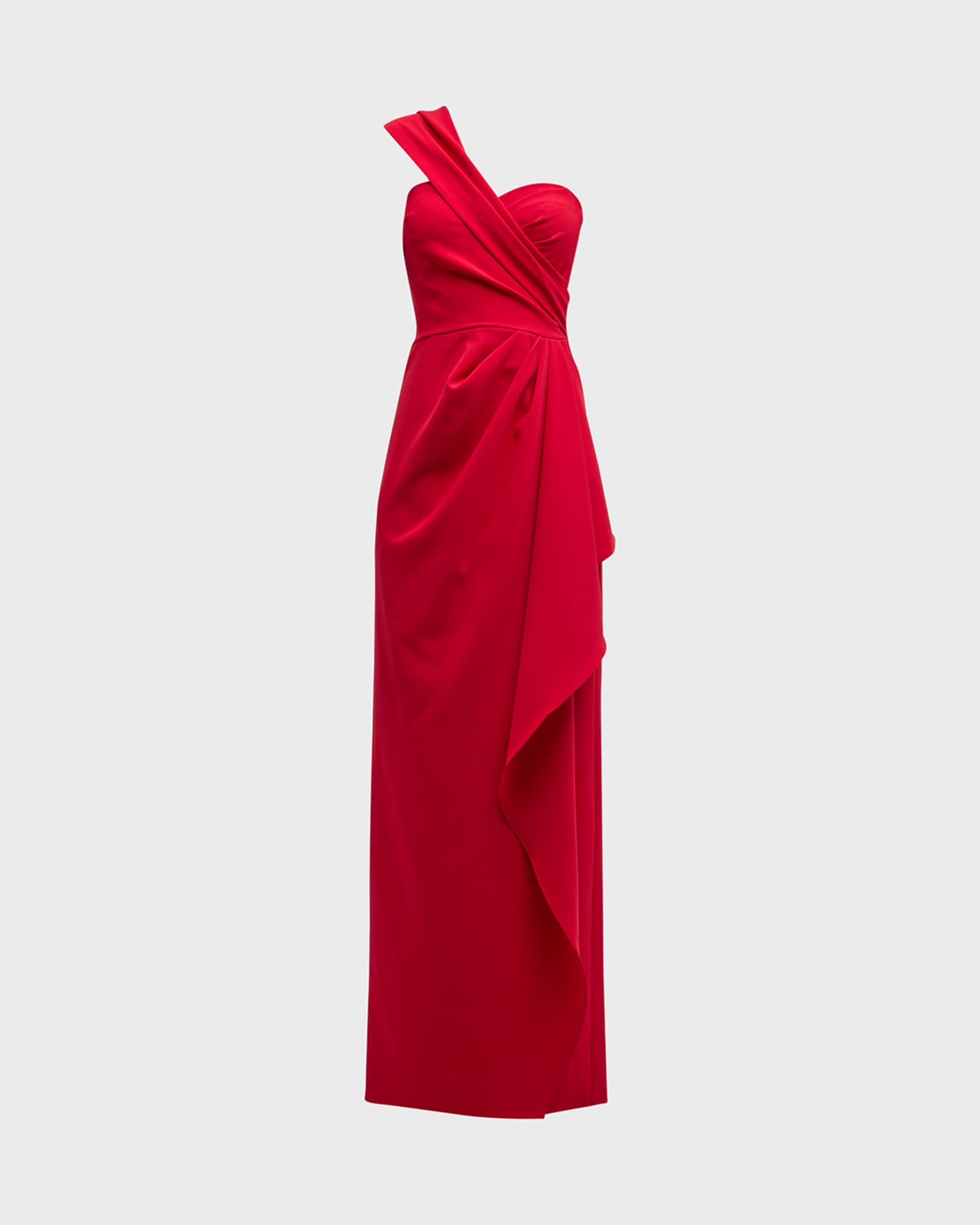 Rickie Freeman for Teri Jon One-Shoulder Draped Stretch Crepe Gown ...