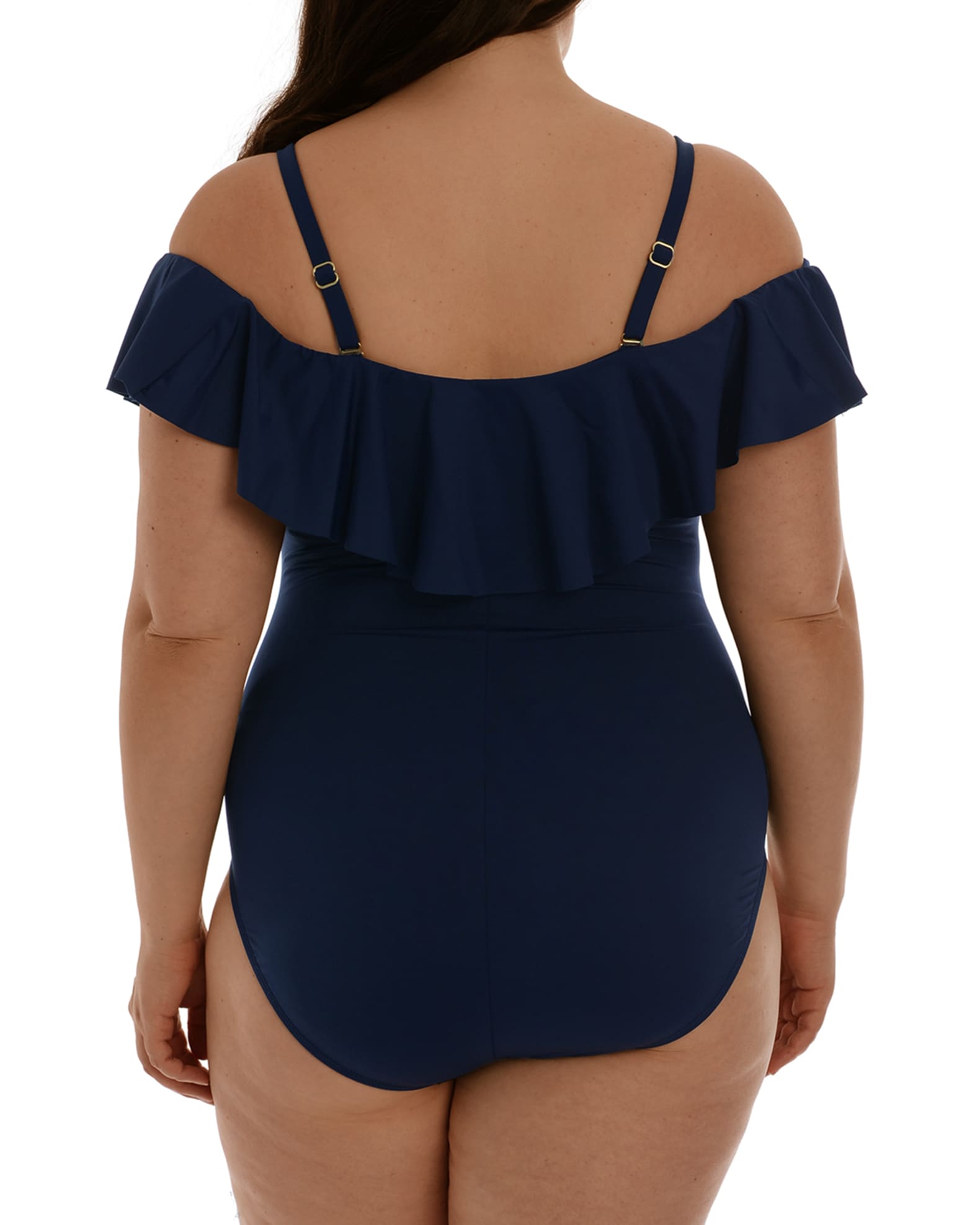 La Blanca Plus Size Island Goddess Ruffle OnePiece Swimsuit Neiman