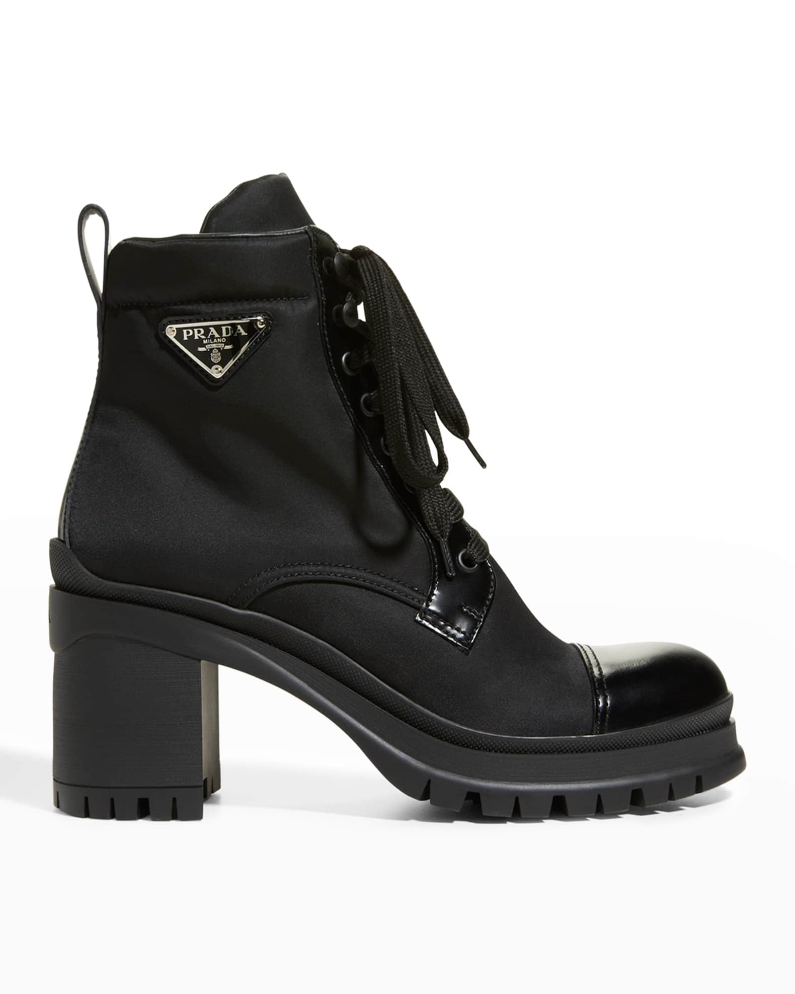 Actualizar 99+ imagen prada 55mm block-heel combat booties