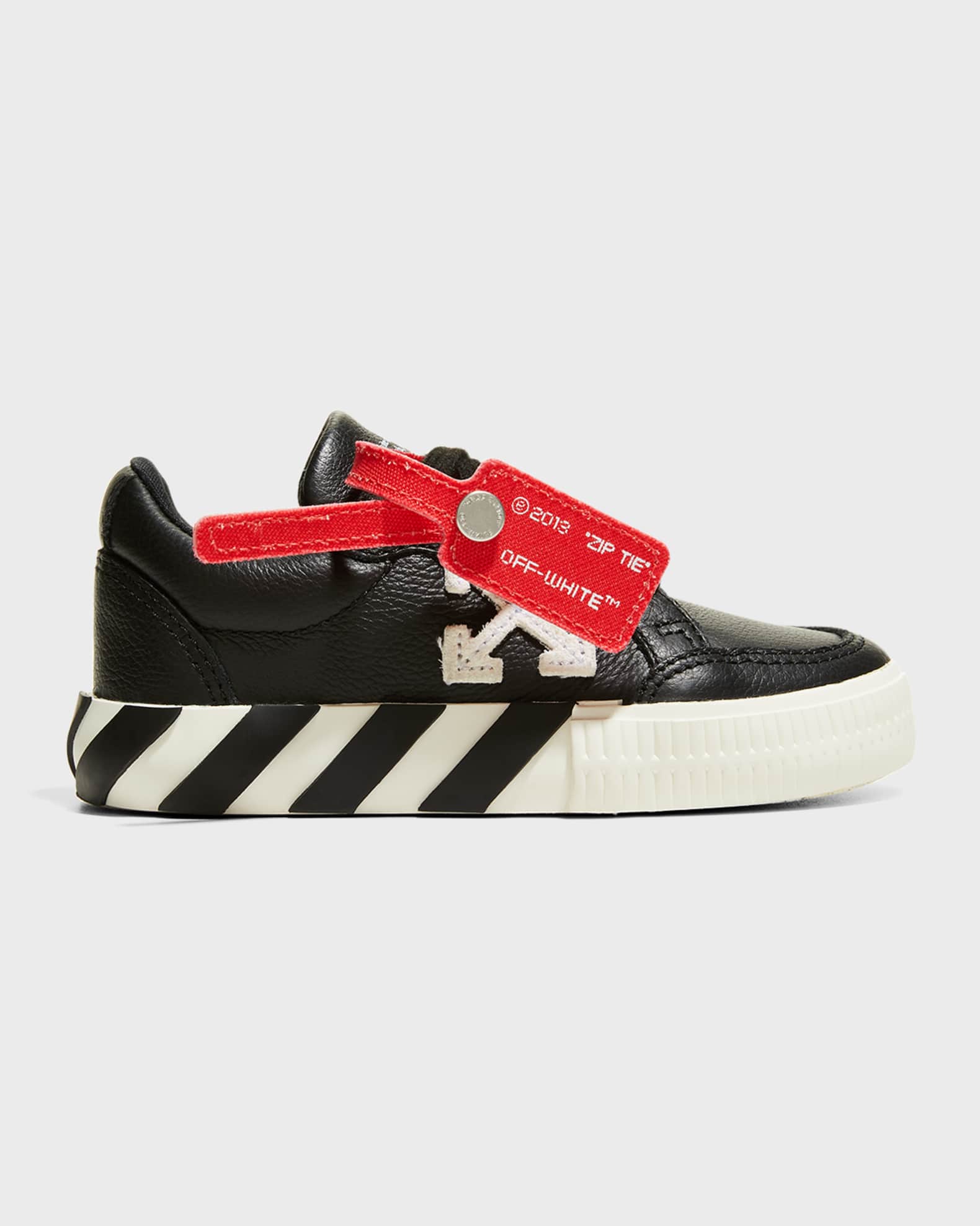 Off-White Kid's Arrow Stripe Leather Low-Top Sneakers, Toddler/Kids |  Neiman Marcus