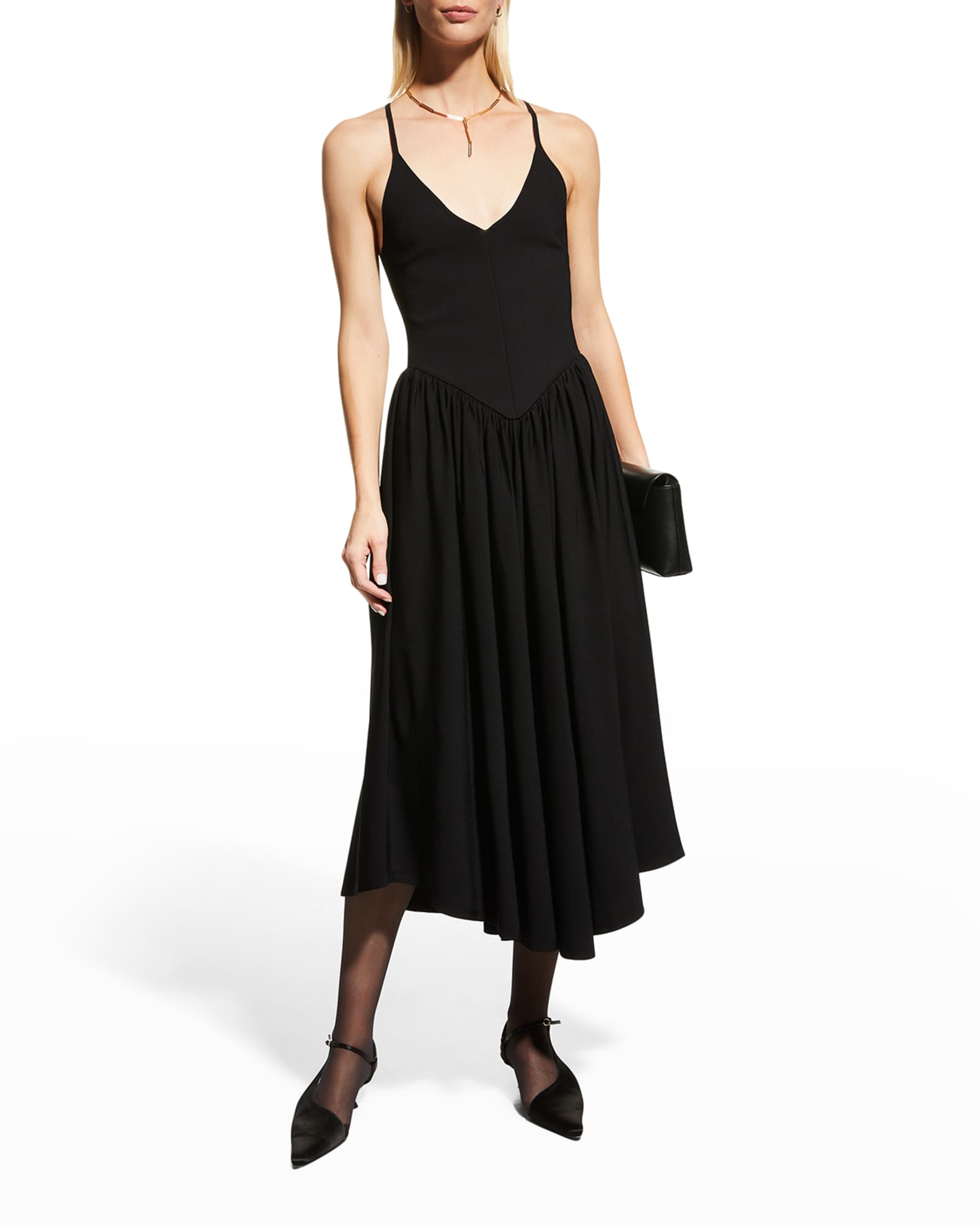 Khaite Mila Fit-And-Flare Midi Dress | Neiman Marcus