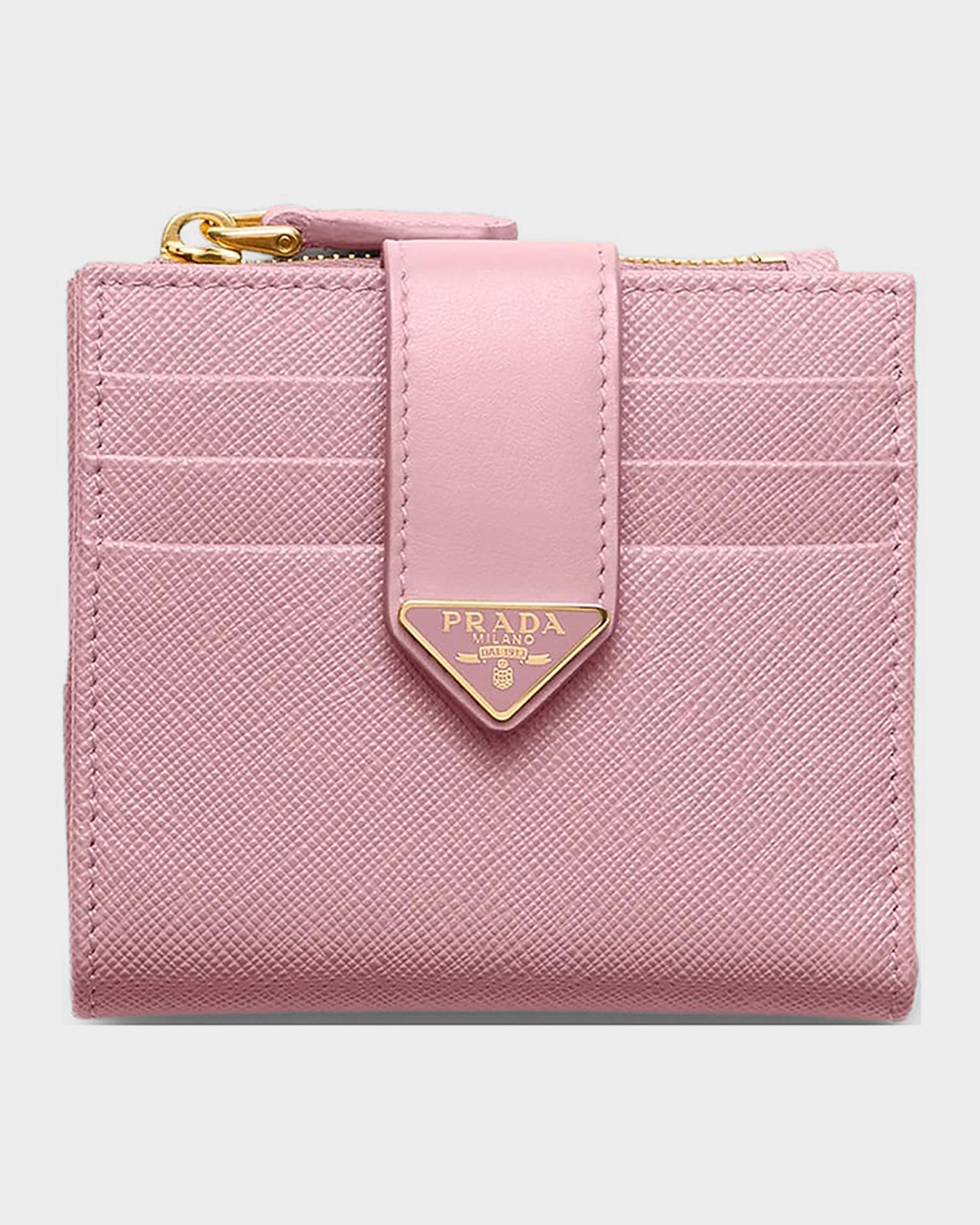 Prada Small Leather Wallet with Triangle Snap | Neiman Marcus