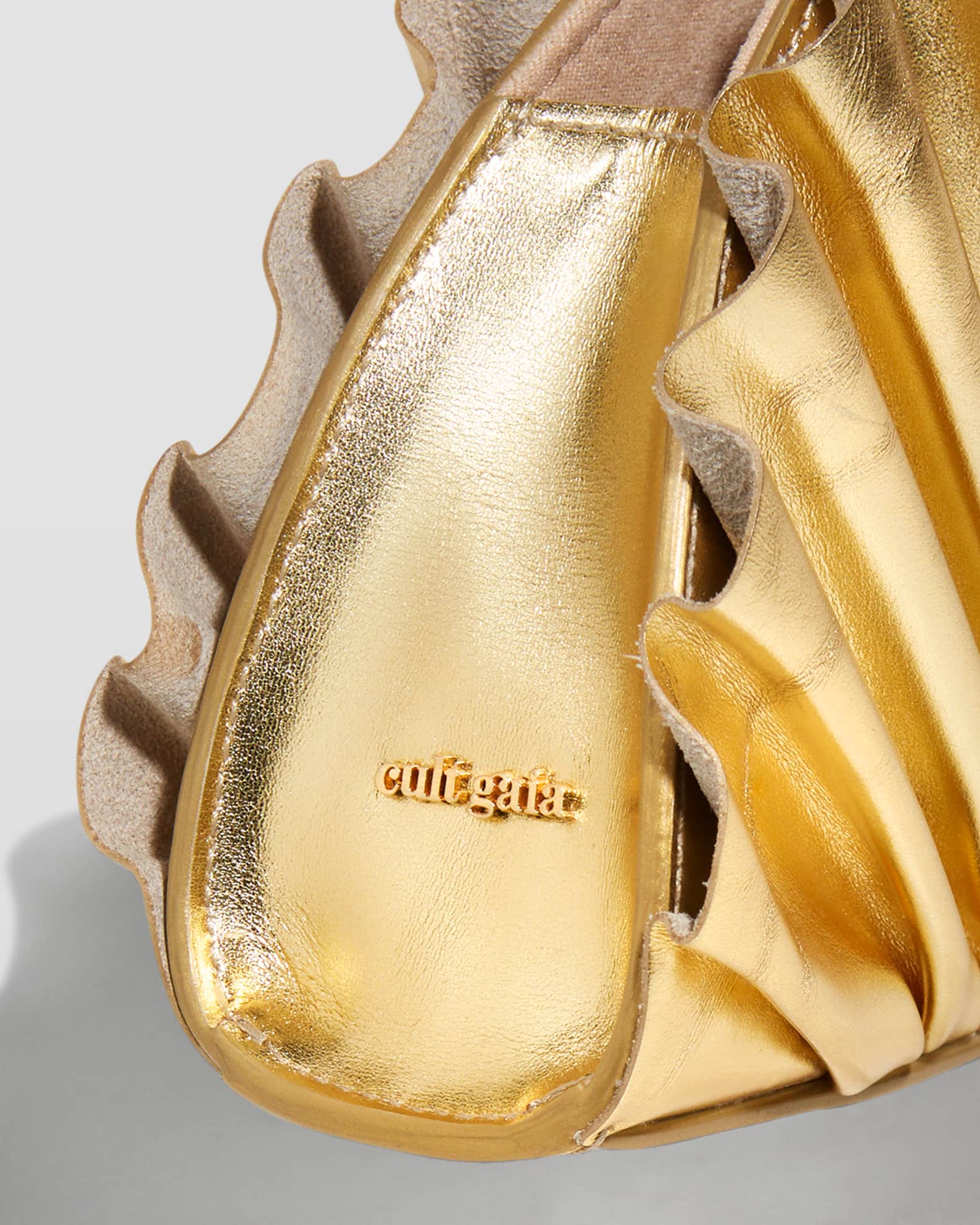 Cult Gaia Nala Mini Pleated Metallic Leather Clutch Bag | Neiman