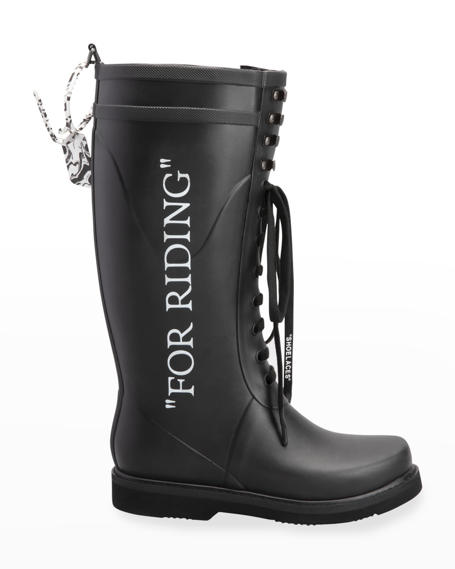 Off-White For Riding Lace-Up Rain Boots | Neiman Marcus