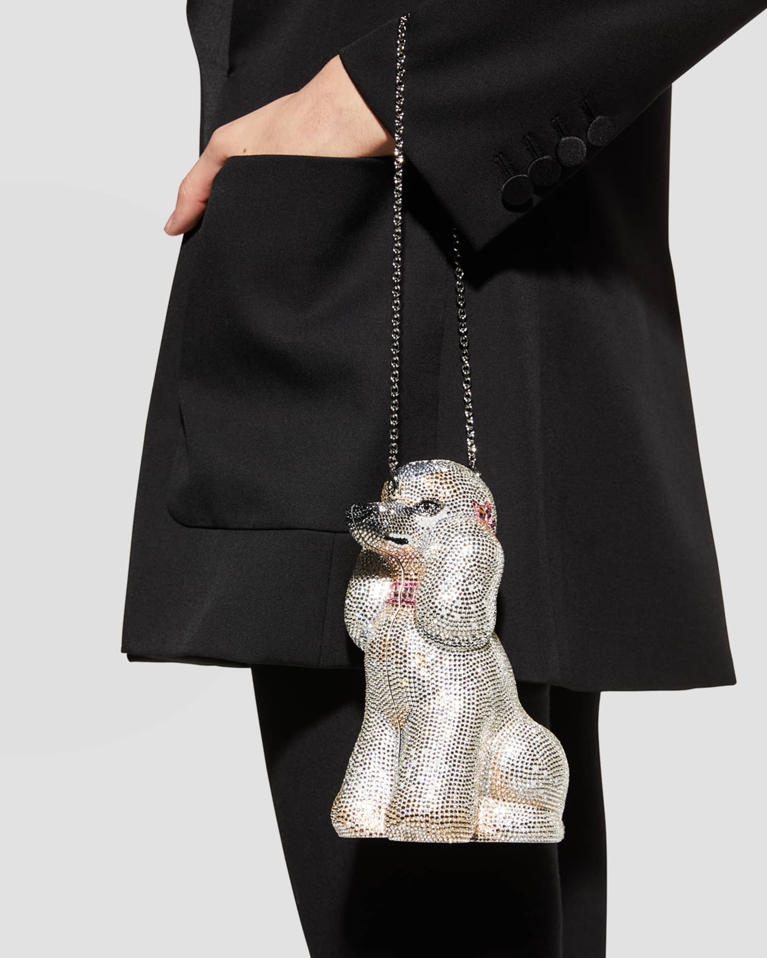 Judith Leiber French Poodle Lucille' Crystal Covered Bag In Metallic