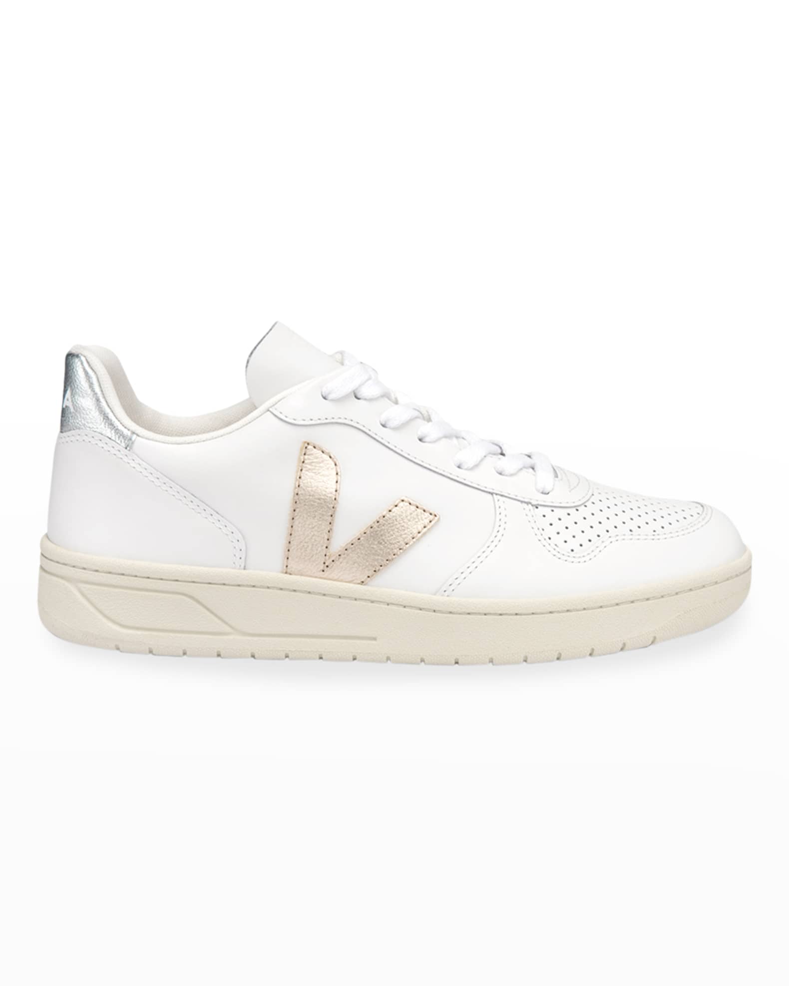 VEJA V-10 Tricolor Leather Low-Top Sneakers | Neiman Marcus