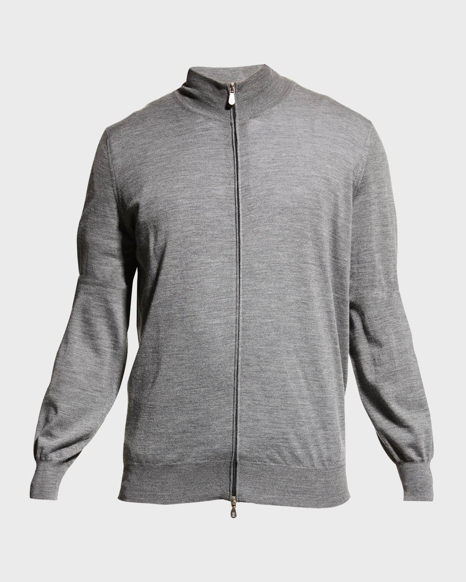 Men's Fine-Gauge Wool/Cashmere Zip Cardigan 0