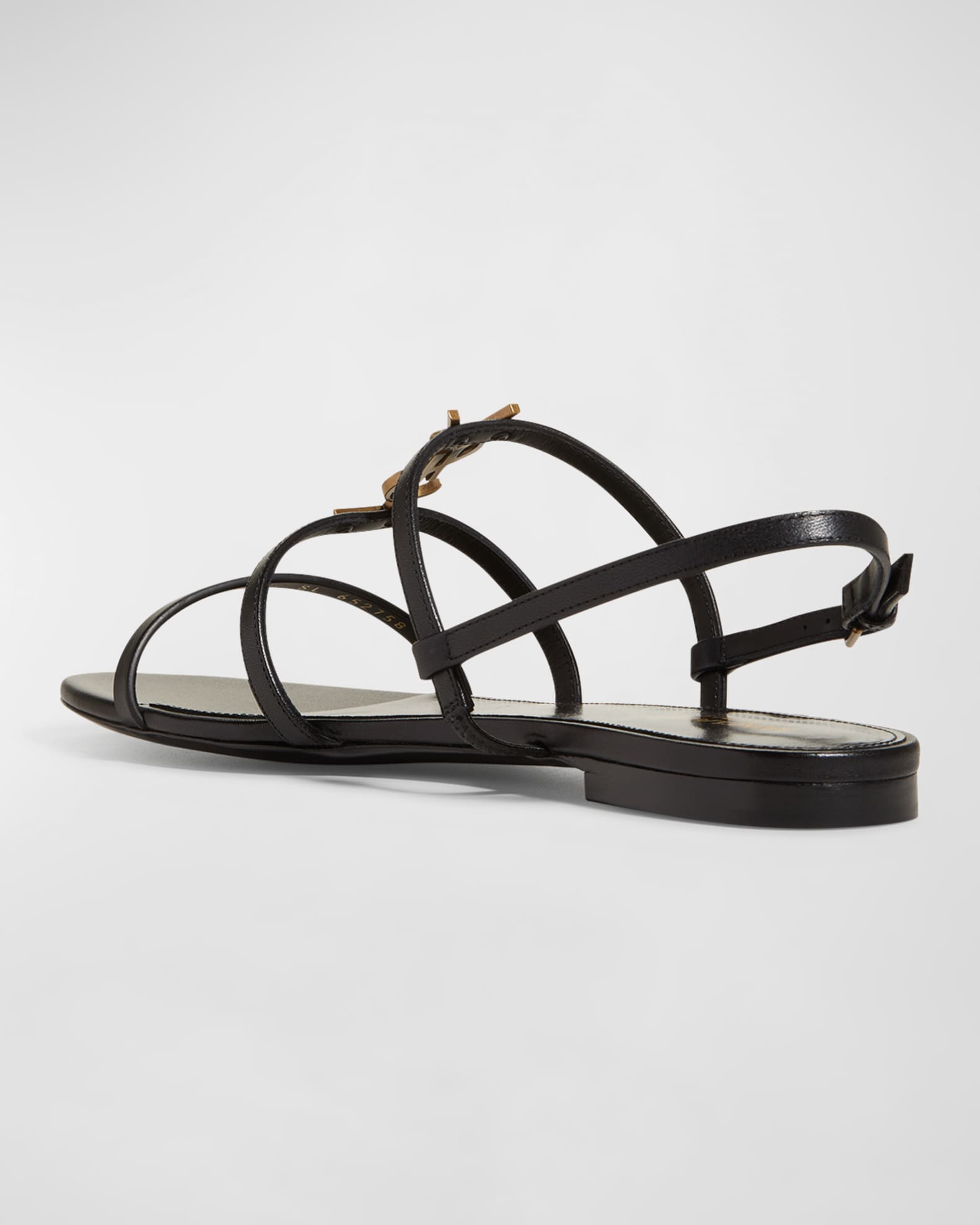 Saint Laurent Cassandra Calfskin YSL Slingback Sandals | Neiman Marcus