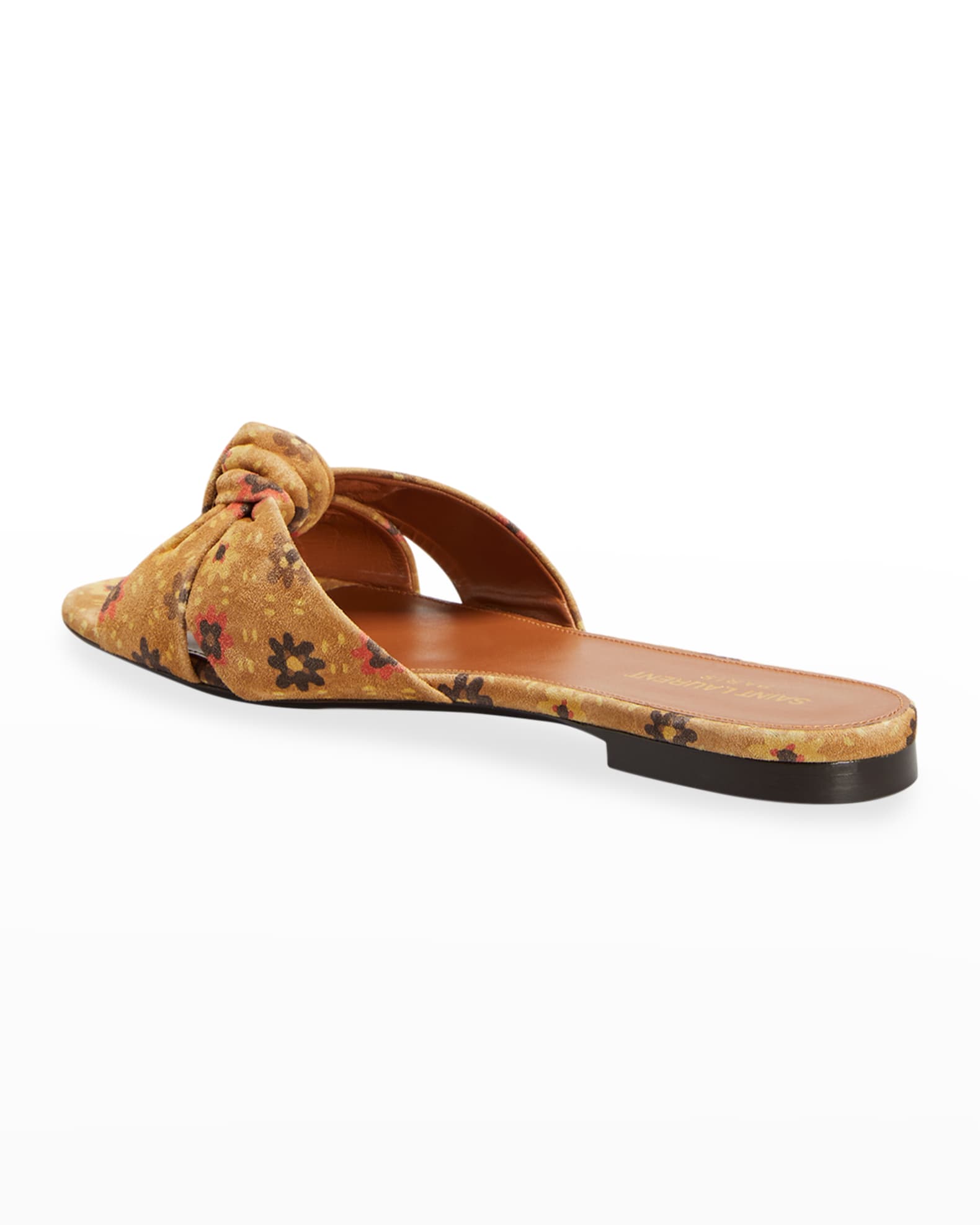 Saint Laurent Bianca Floral Suede Slide Sandals | Neiman Marcus