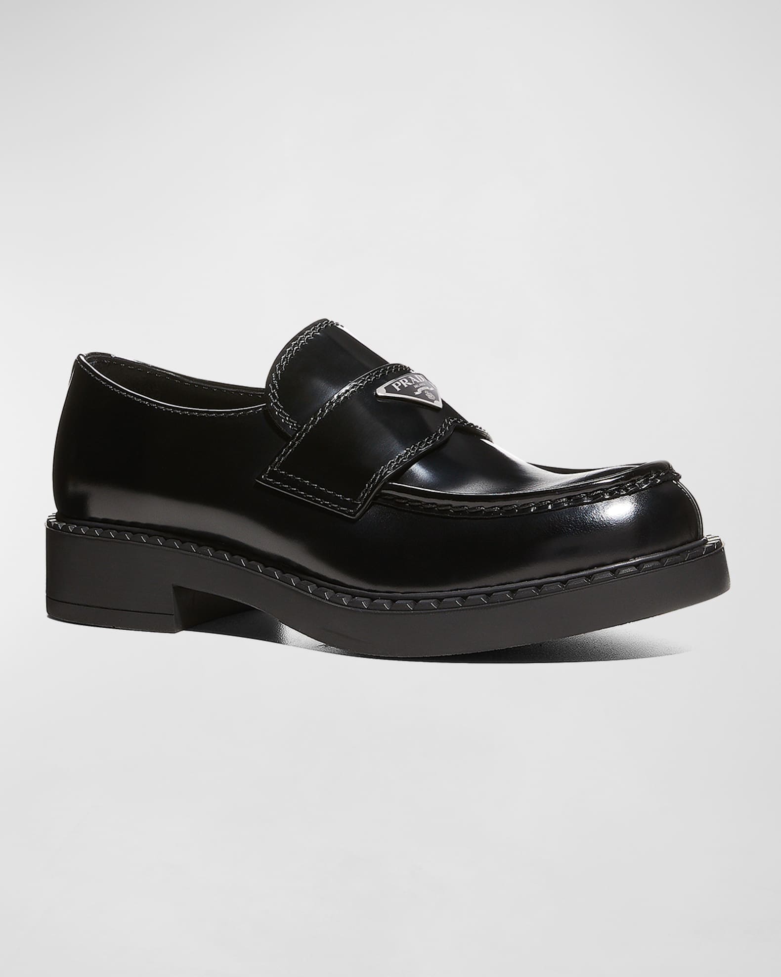 Men's Triangle Logo Leather Loafers  1