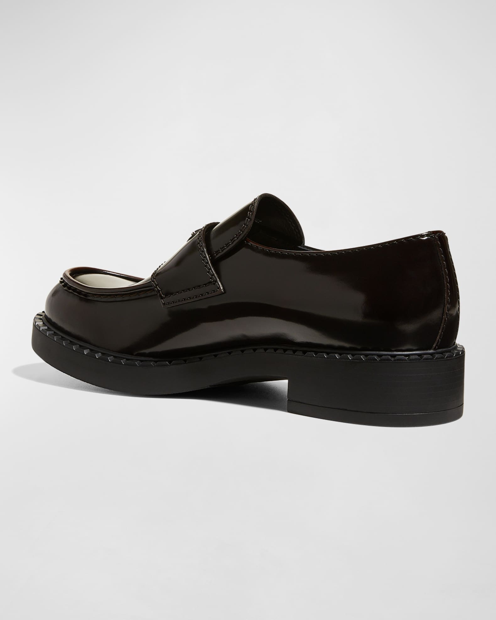 Prada Men's Triangle Logo Leather Loafers Neiman Marcus