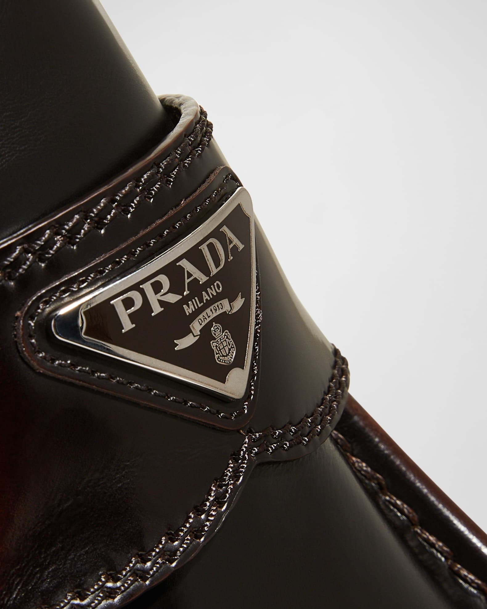 Prada Men's Triangle Logo Leather Loafers Neiman Marcus