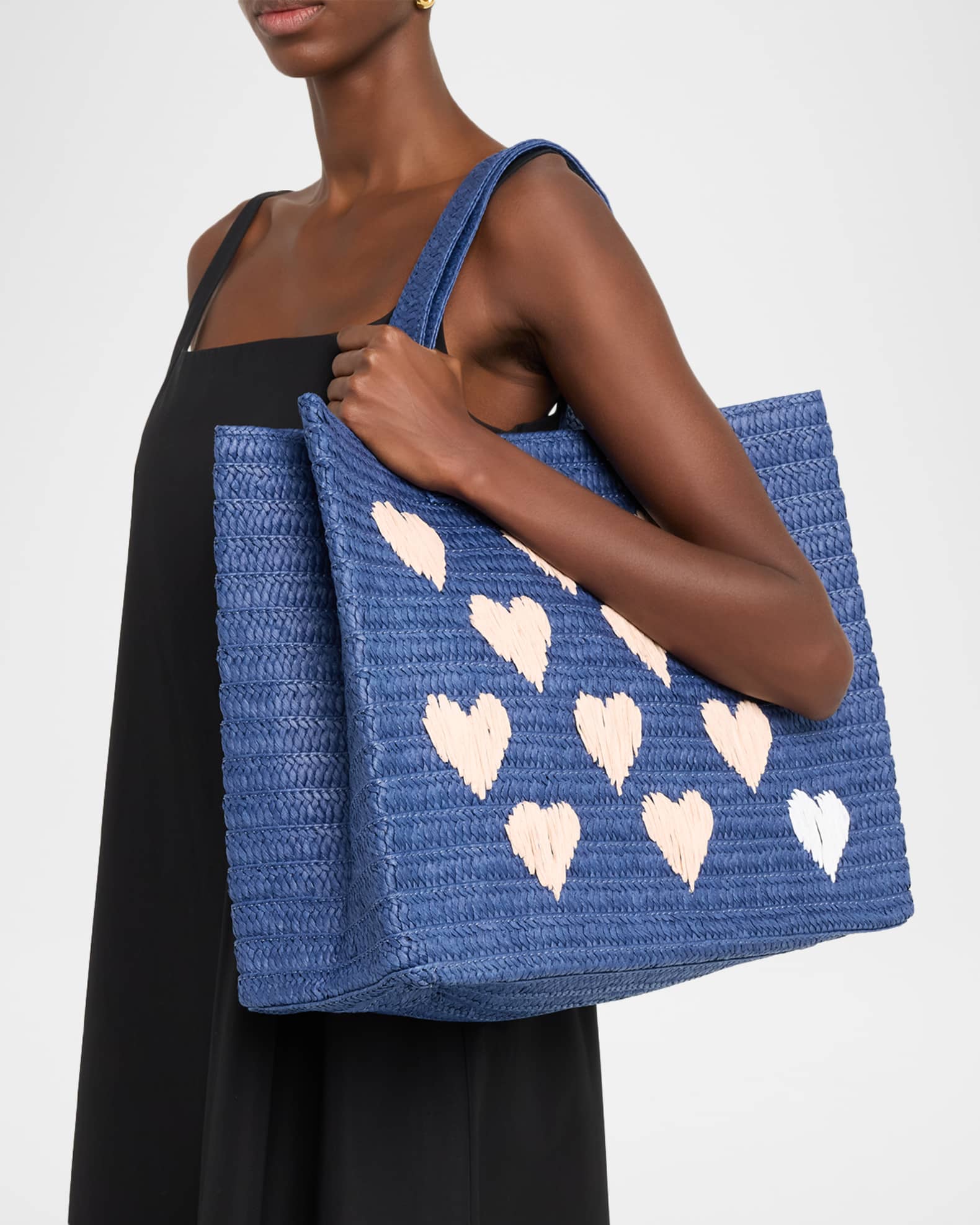 BTB Los Angeles Embroidered Heart Beach Tote Bag | Neiman Marcus