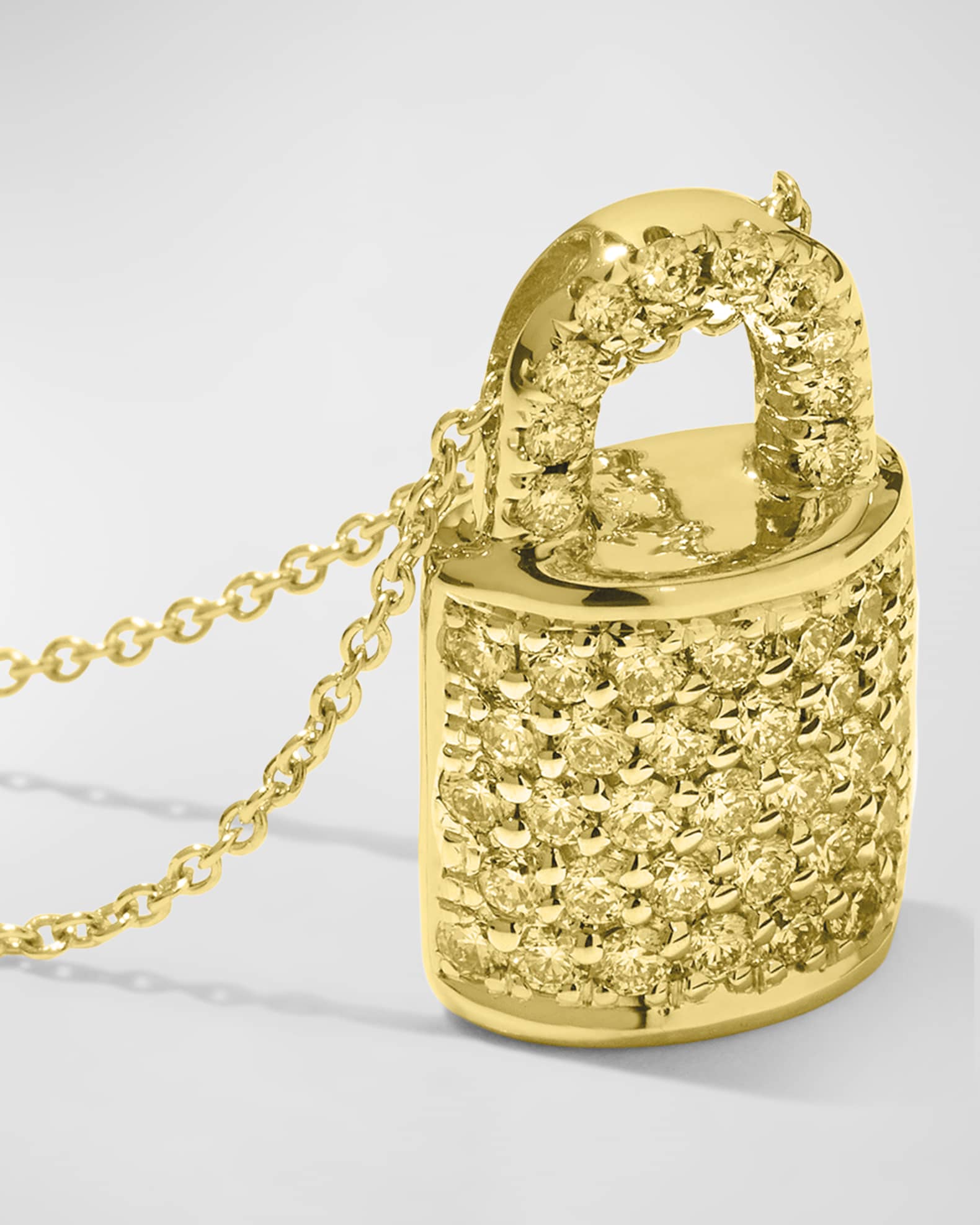 Roberto Coin Tiny Treasures 18K Yellow Gold Diamond Lock Necklace