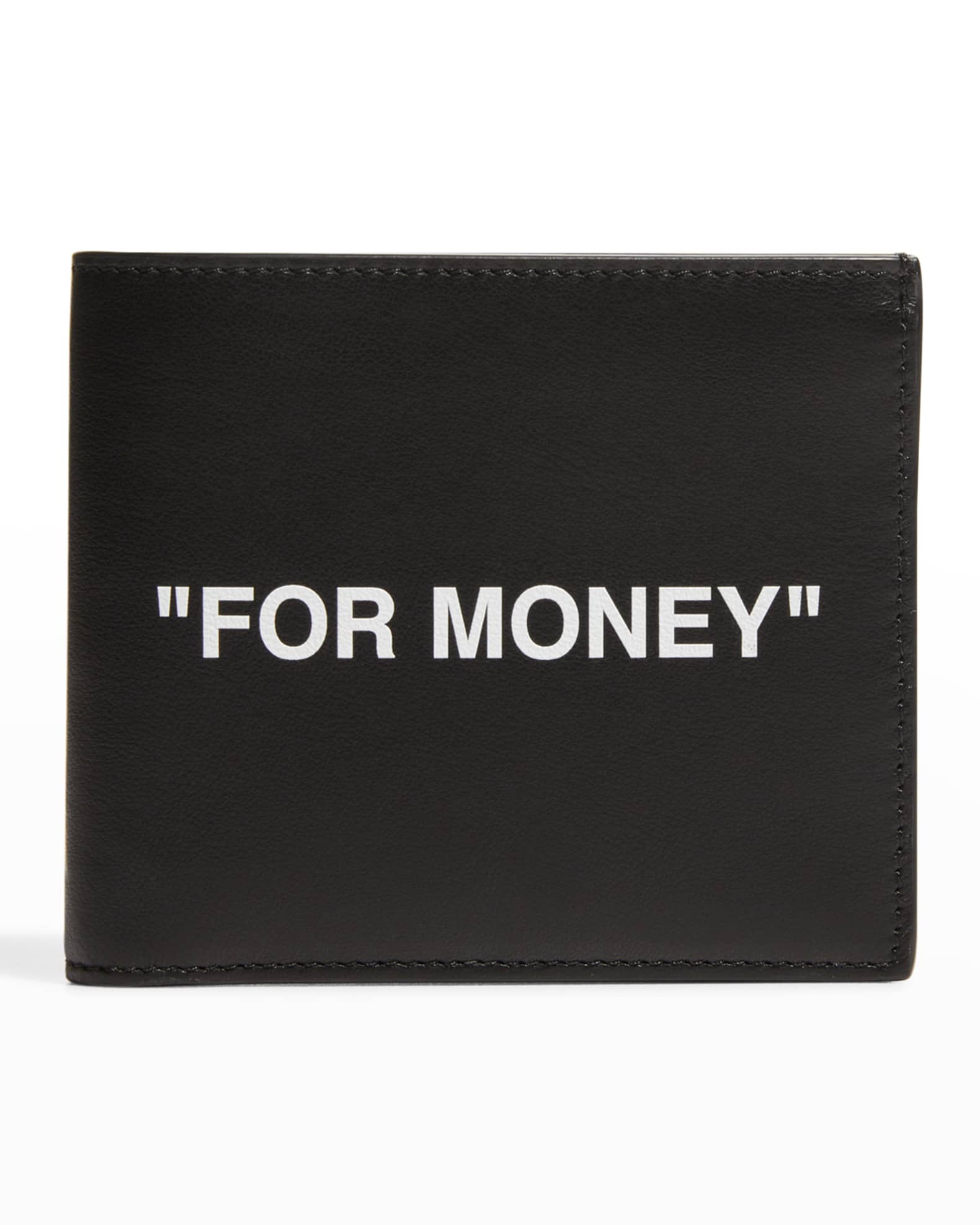 Off-White Men's for Money Leather Bifold Wallet, Black, Men's, Small Leather Goods Billfolds Bifold Trifold Wallets