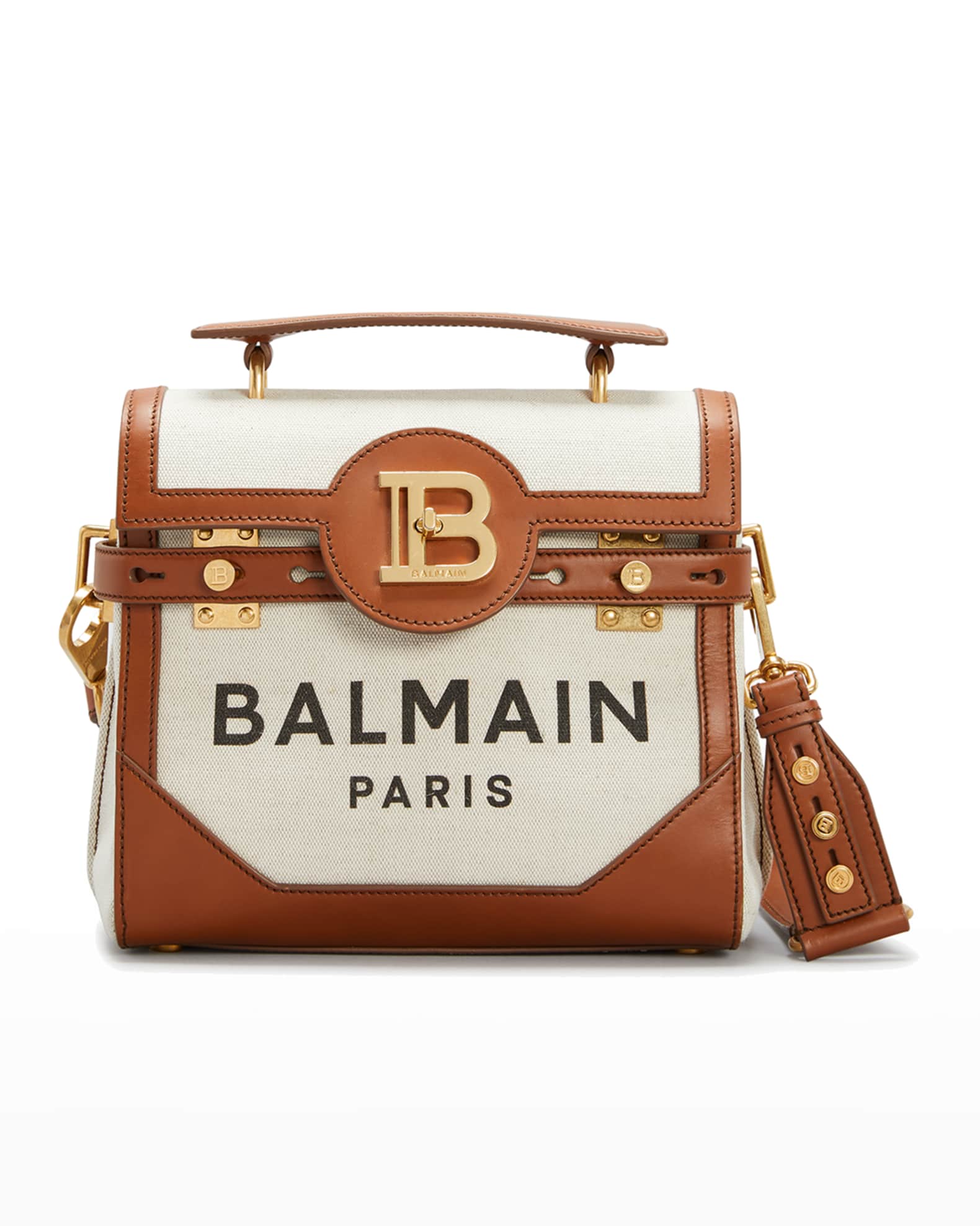 Balmain BBuzz 23 Logo Canvas Shoulder Bag | Neiman Marcus
