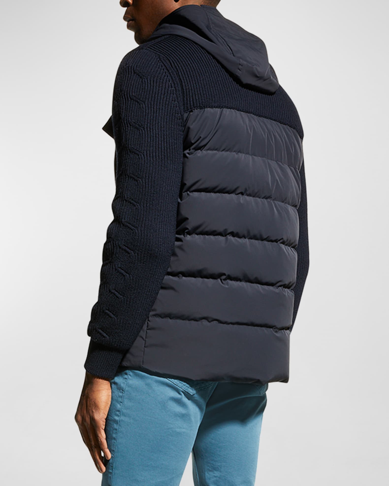 Corneliani Men's Mixed-Media Down Jacket | Neiman Marcus