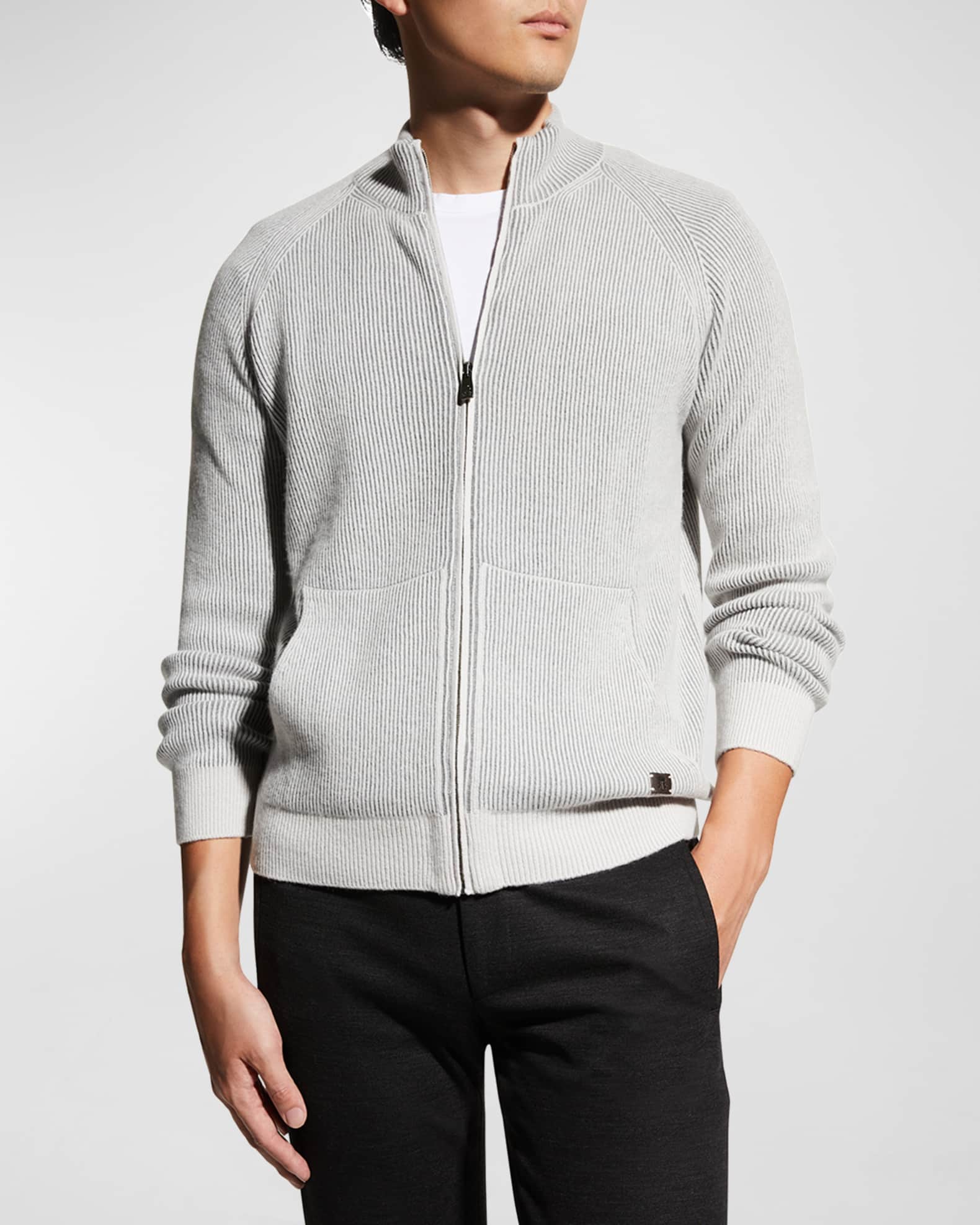Corneliani Men s Ribbed Full Zip Sweater Neiman Marcus