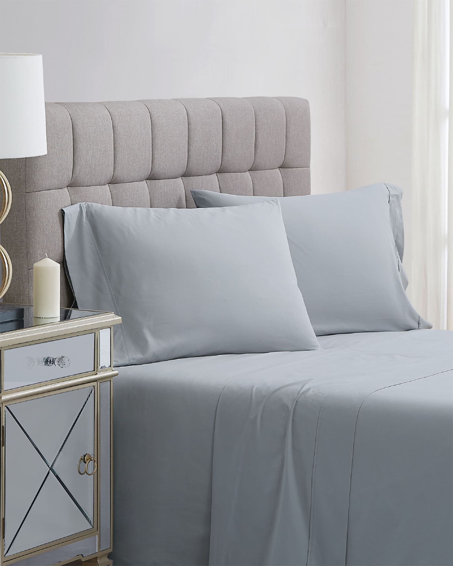 Charisma 400Thread Count Percale King Pillowcase Set, Gray Neiman Marcus