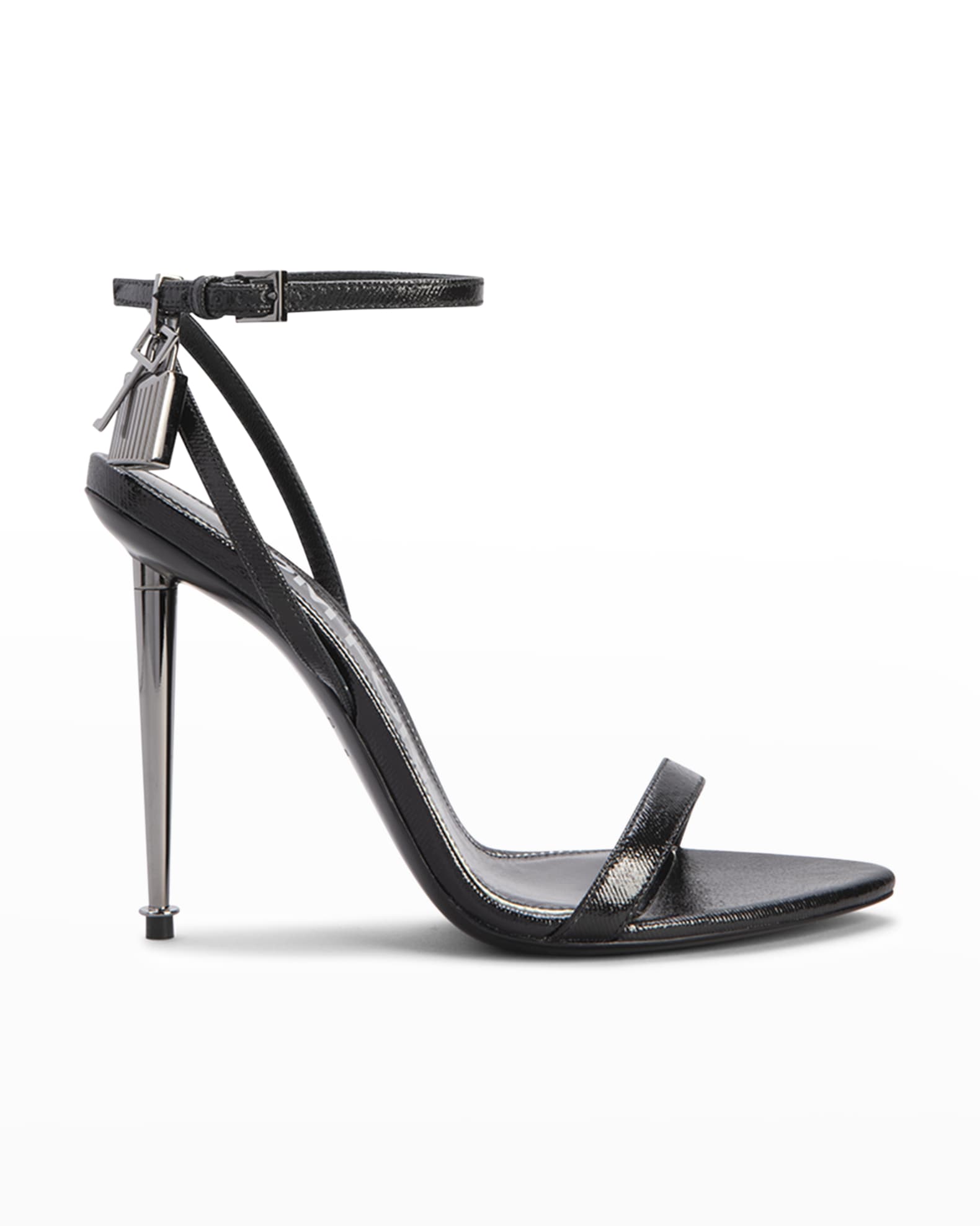TOM FORD Lock Coated Denim Stiletto Sandals | Neiman Marcus