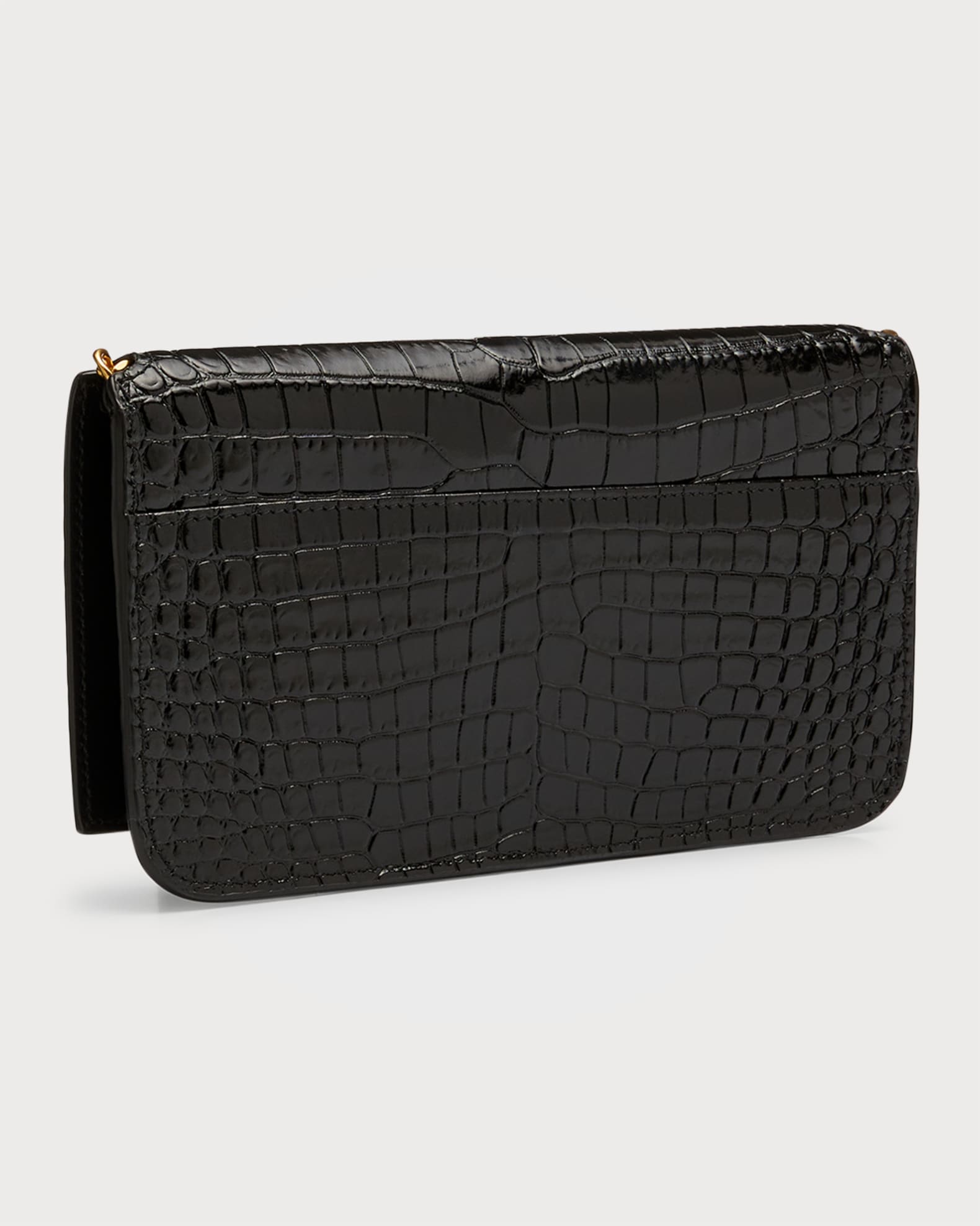 CASSANDRE phone holder with strap in SHINY crocodile-embossed leather, Saint  Laurent