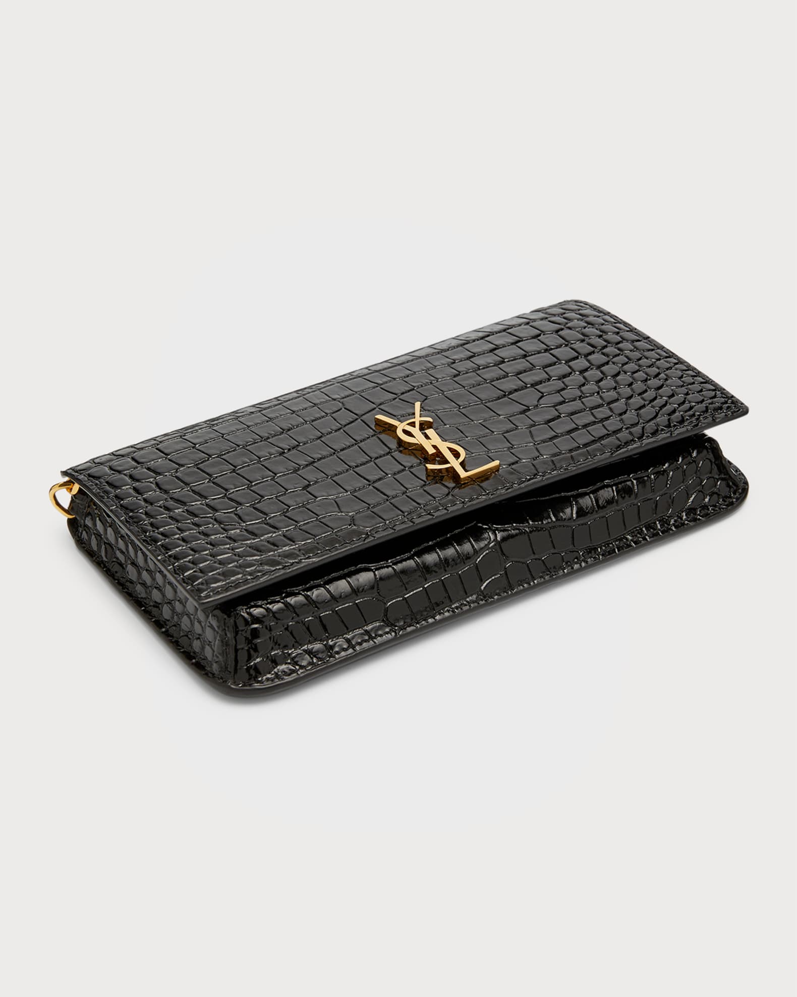 Saint Laurent YSL CrocEmbossed Phone Holder Shoulder Bag Neiman Marcus
