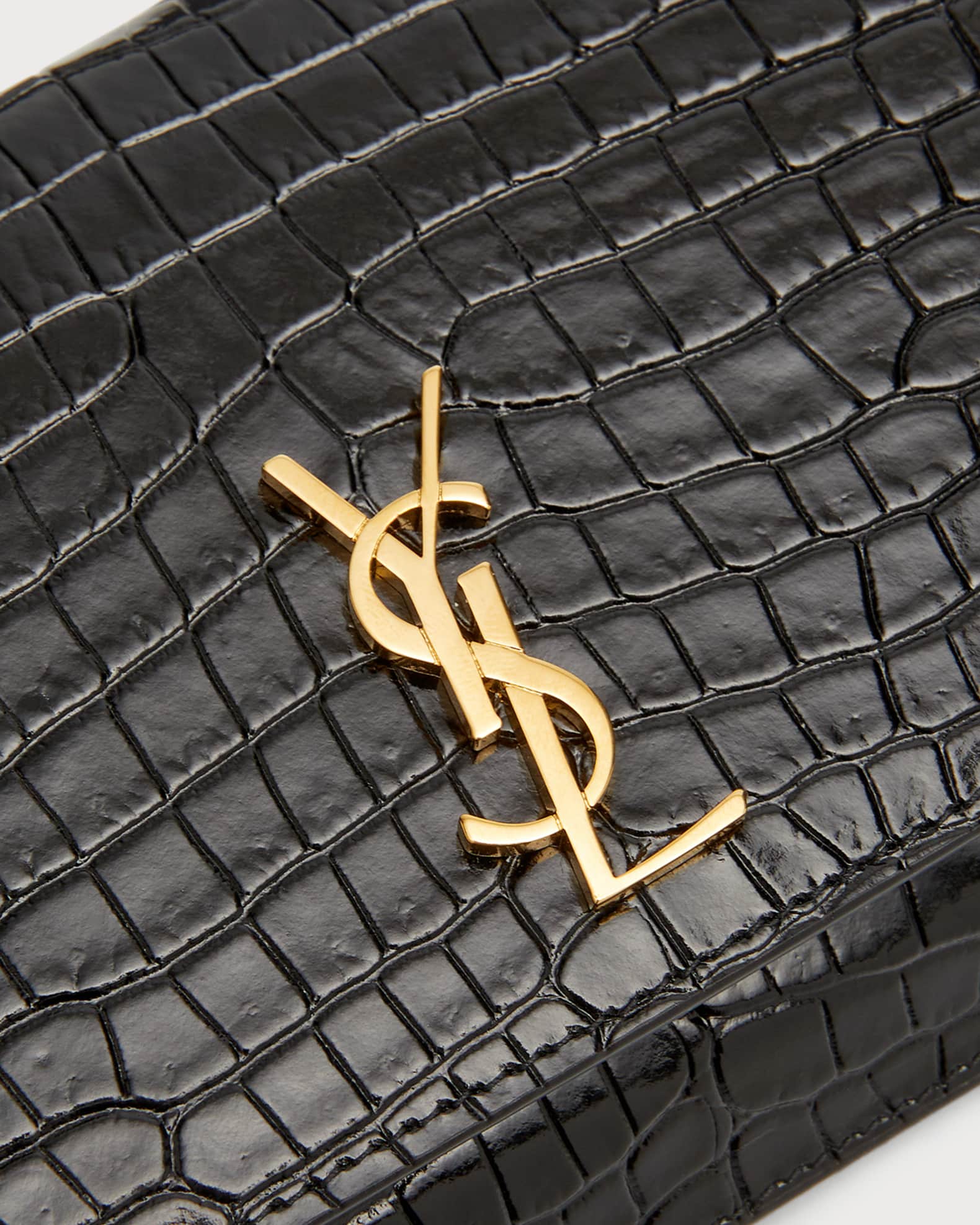 Saint Laurent YSL CrocEmbossed Phone Holder Shoulder Bag Neiman Marcus