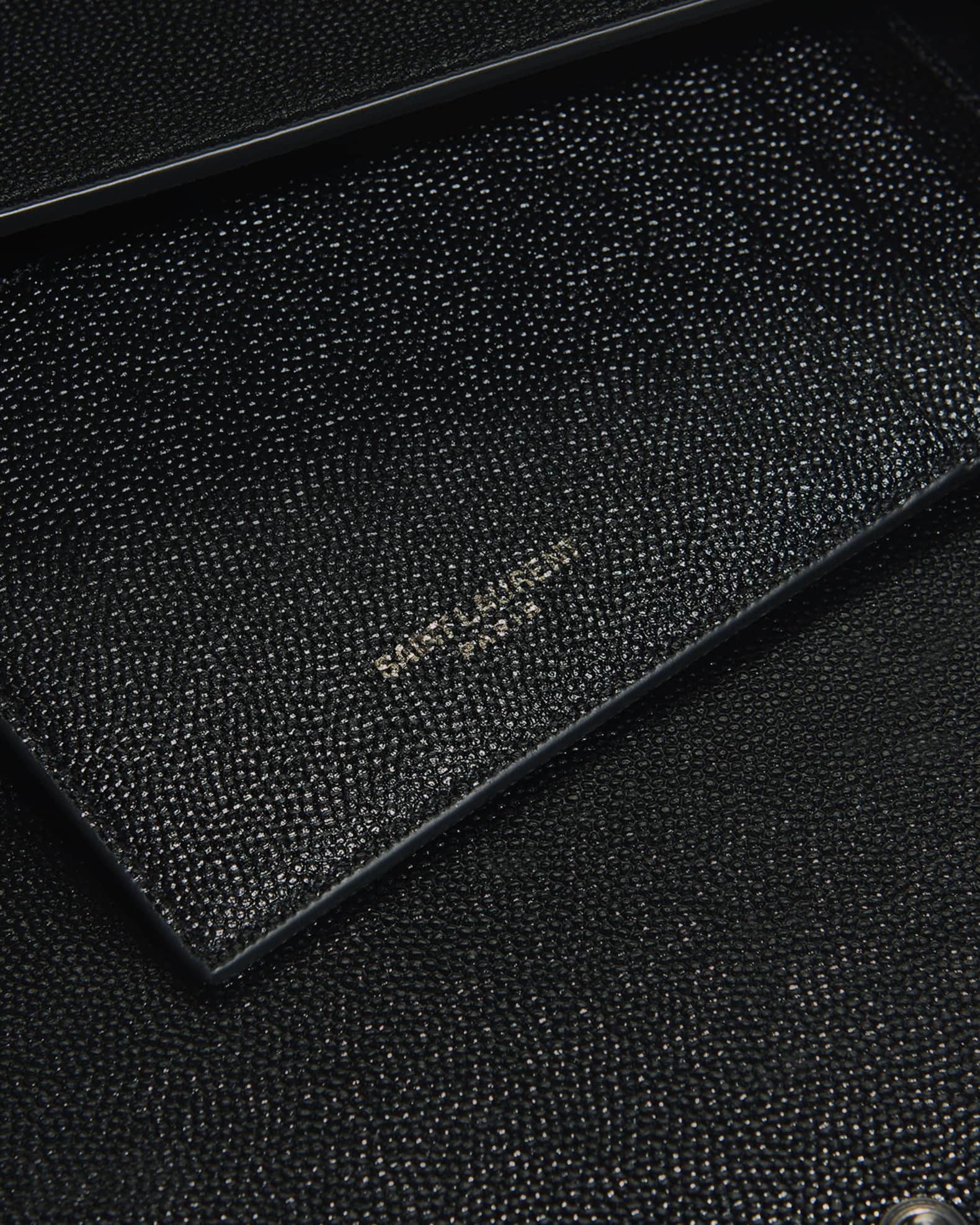 Saint Laurent UPTOWN chain wallet in grain de poudre embossed leather  YSL607788-black